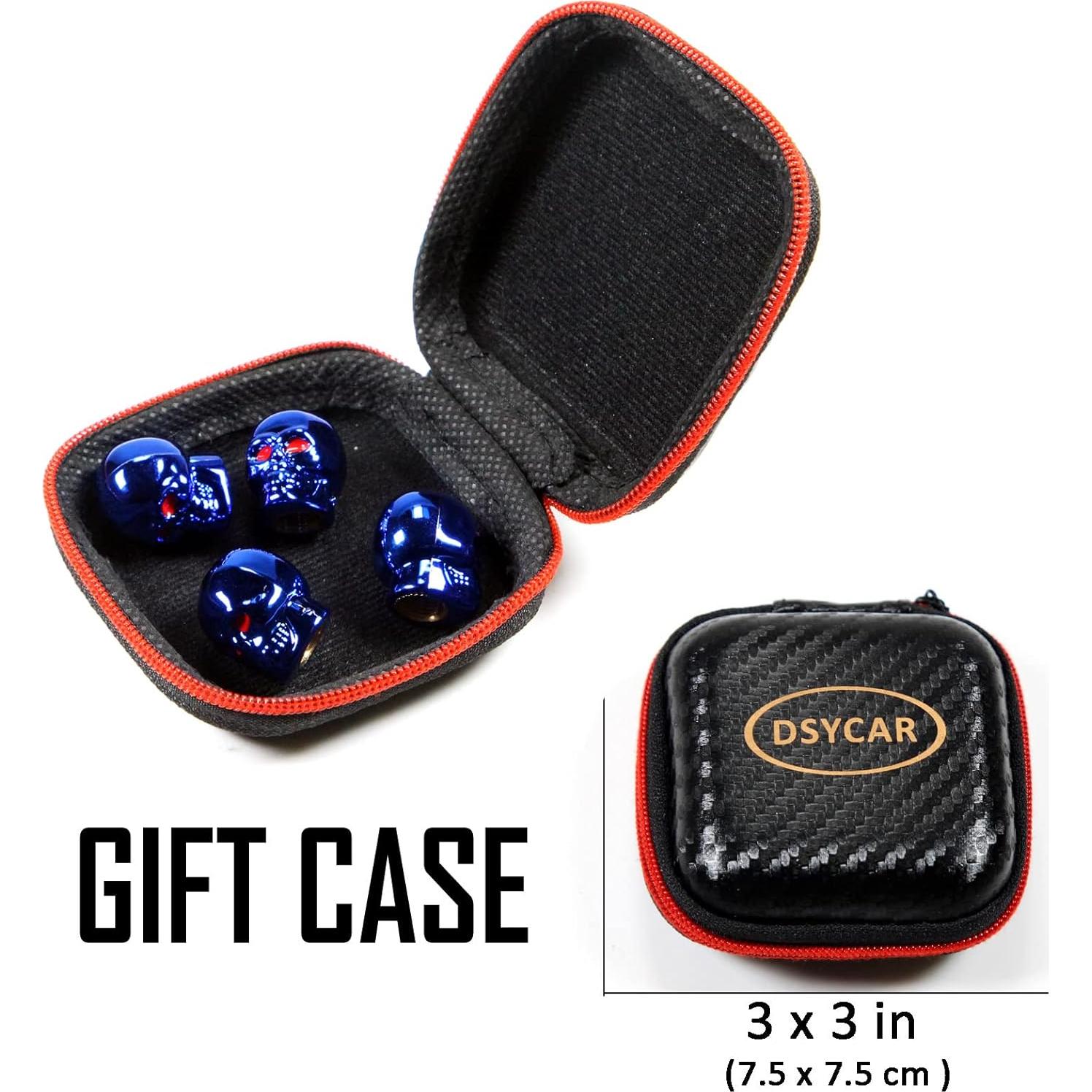 Tapas de Válvula de Neumático Dsycar Calavera Azul - 4 Pcs