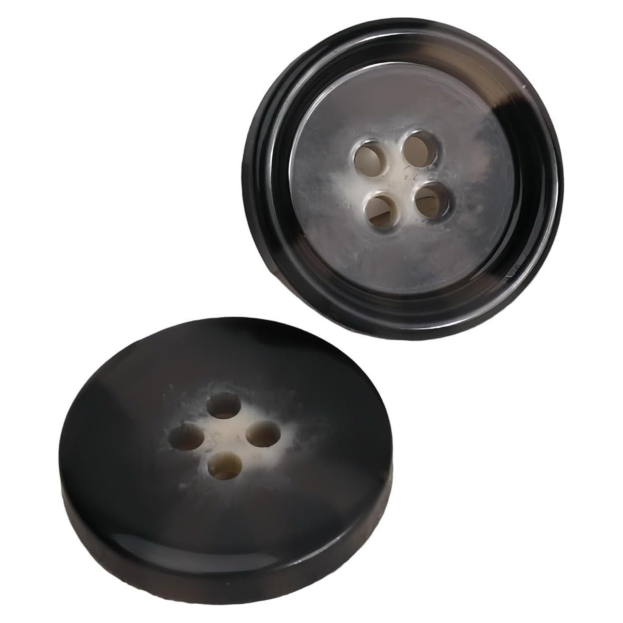 20 Botones Redondos de Resina Vingol 15mm 4 Agujeros Negro