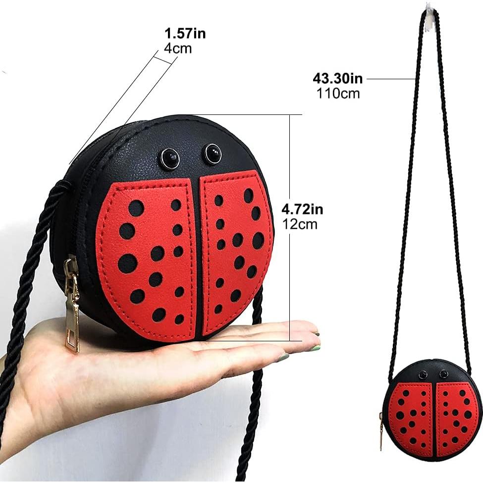 Bolso Mensajero para Niñas JienClound Mariquita Rojo y Negro