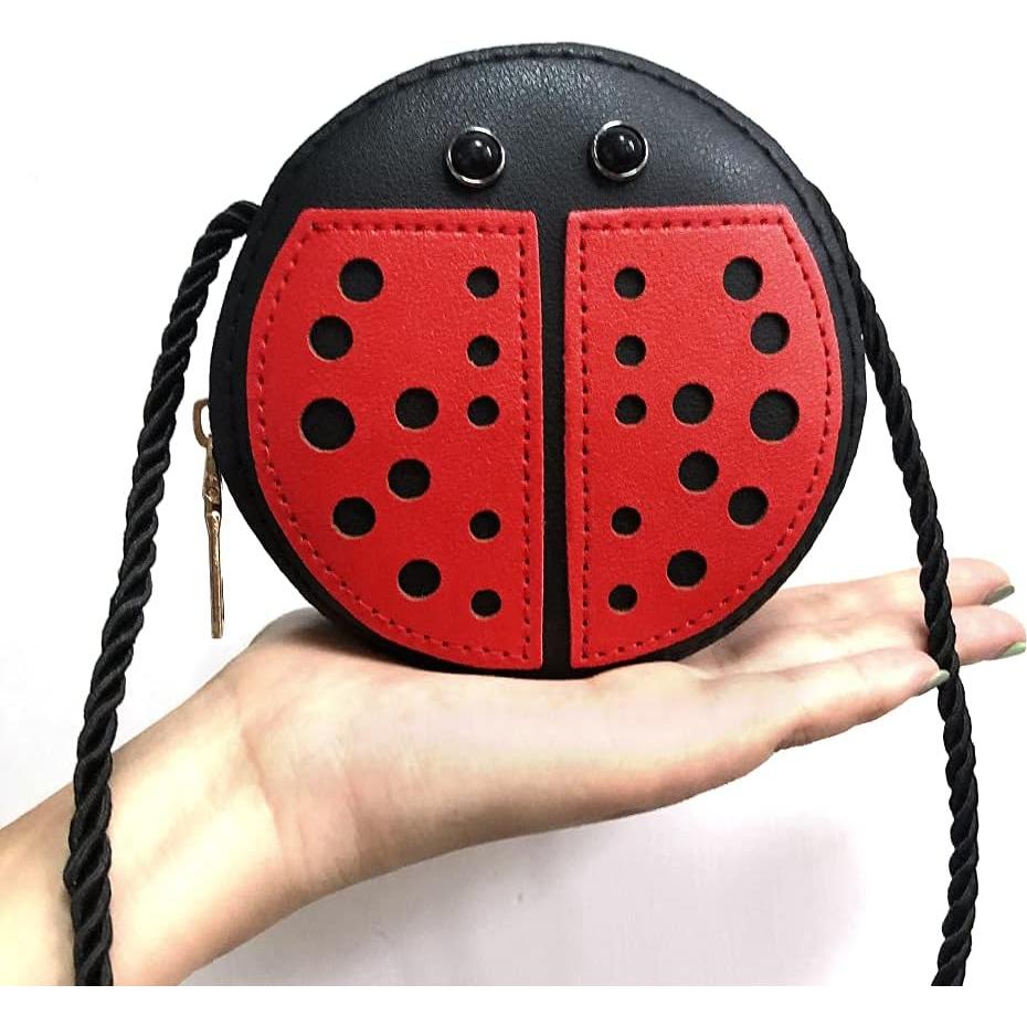 Bolso Mensajero para Niñas JienClound Mariquita Rojo y Negro