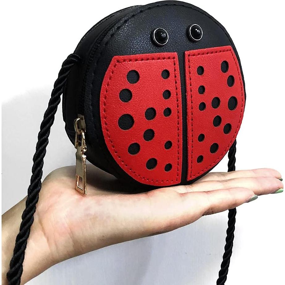 Bolso Mensajero para Niñas JienClound Mariquita Rojo y Negro