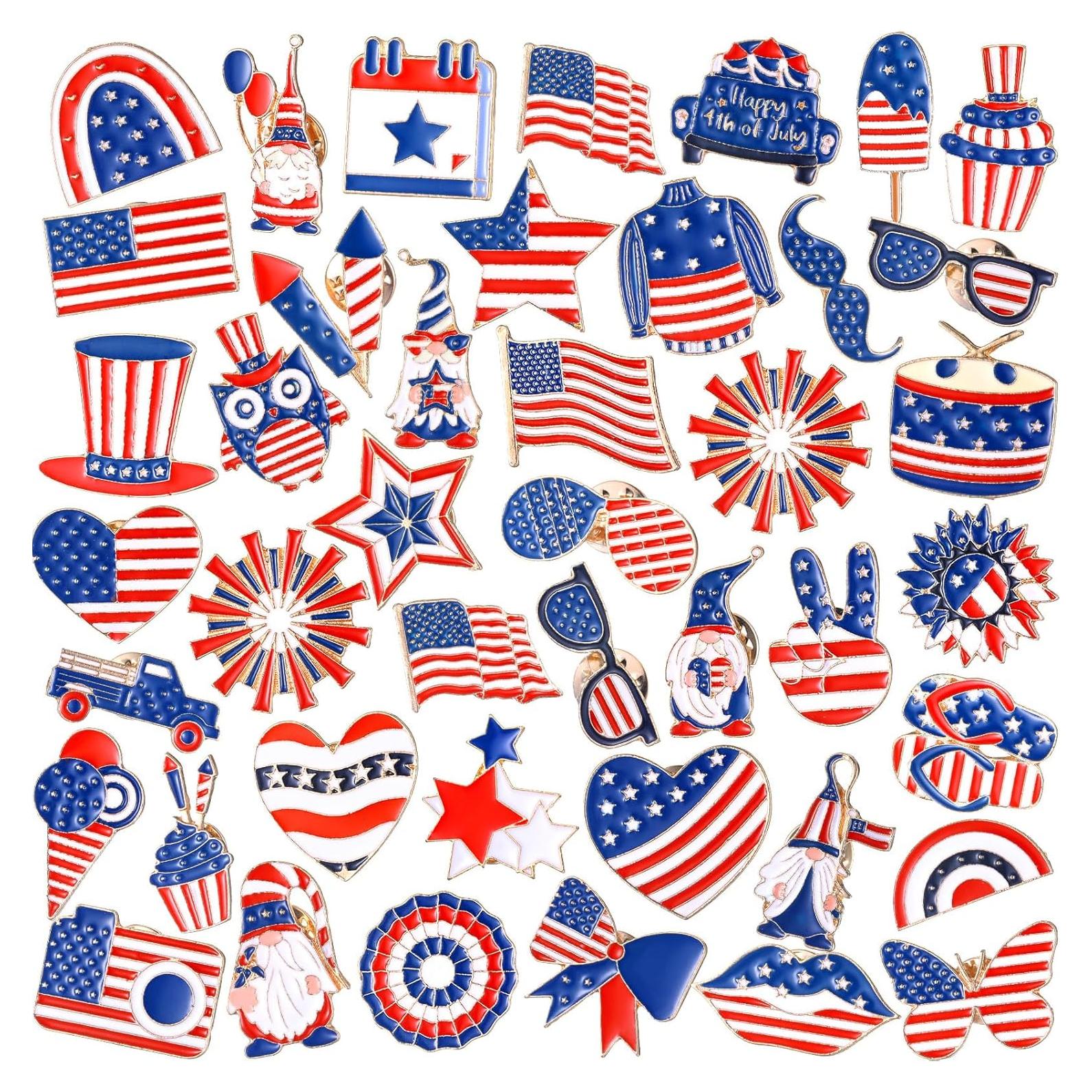Giegxin 40 Pcs Pines de Bandera Americana para Ropa y Accesorios