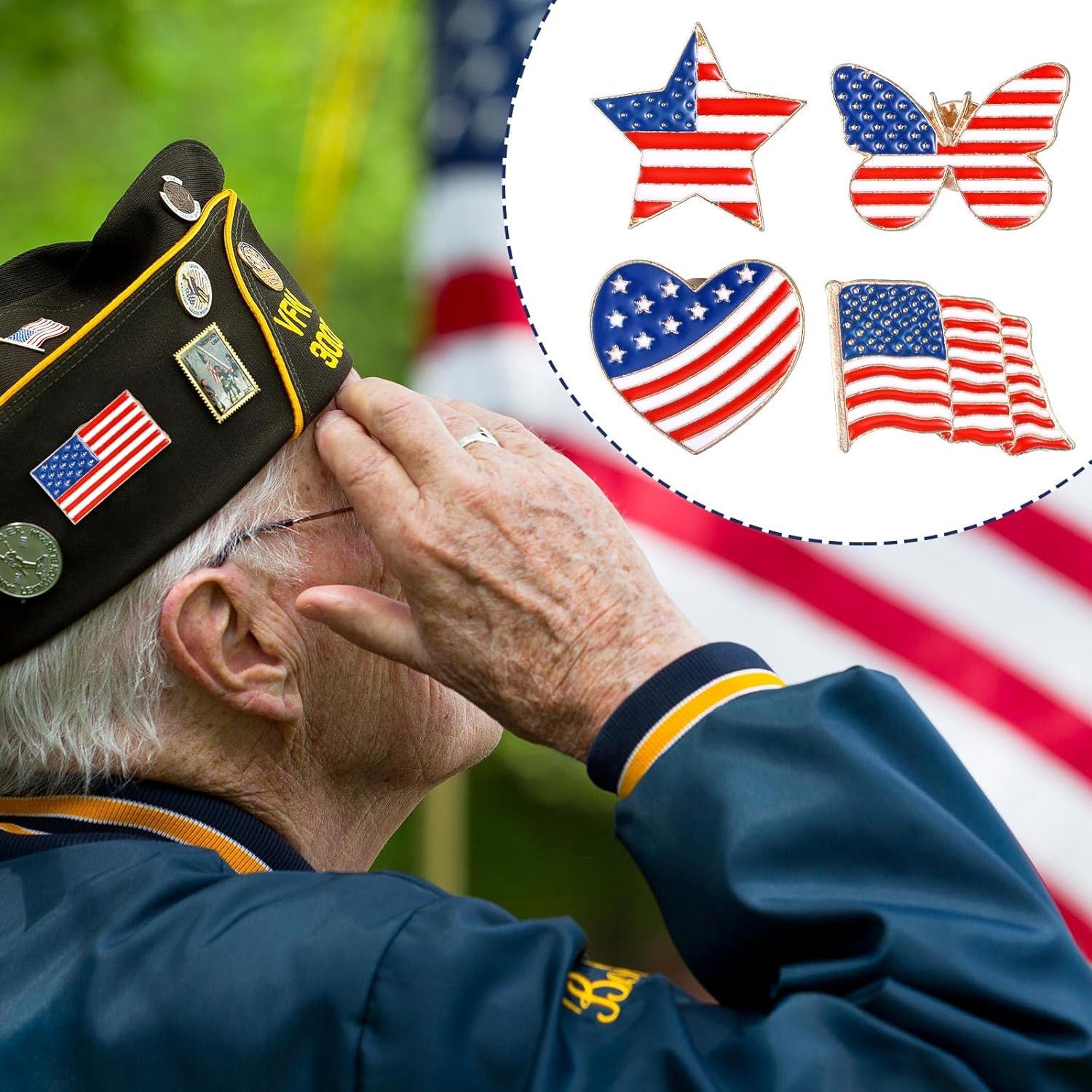 Giegxin 40 Pcs Pines de Bandera Americana para Ropa y Accesorios