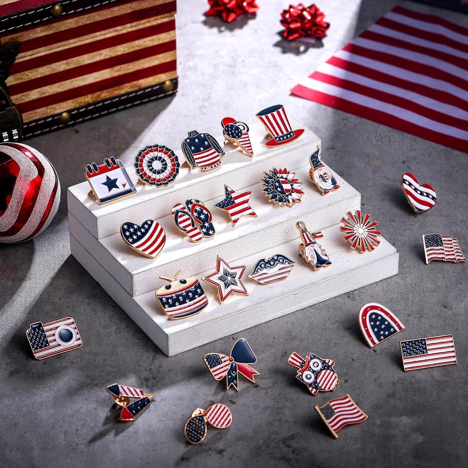 Giegxin 40 Pcs Pines de Bandera Americana para Ropa y Accesorios