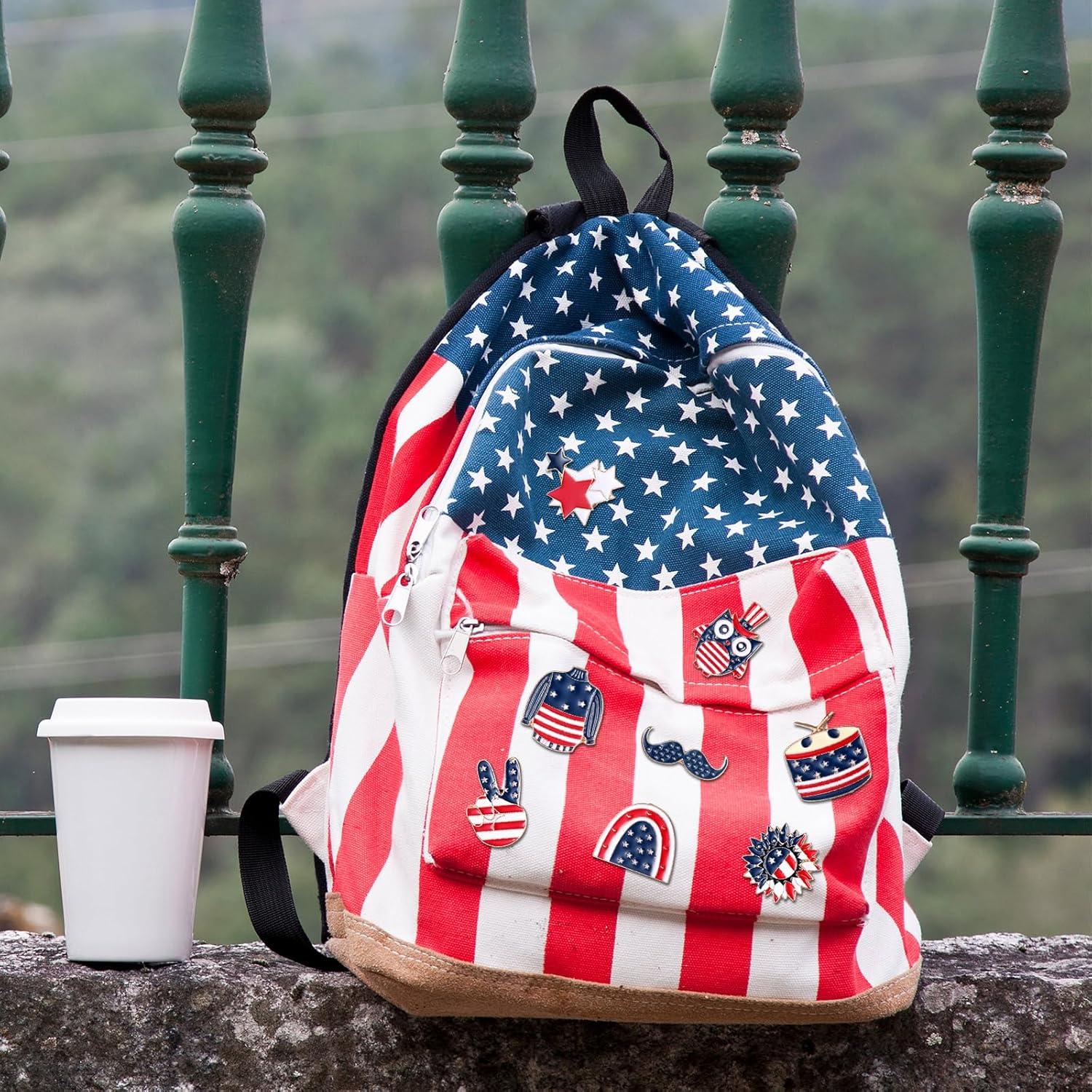 Giegxin 40 Pcs Pines de Bandera Americana para Ropa y Accesorios