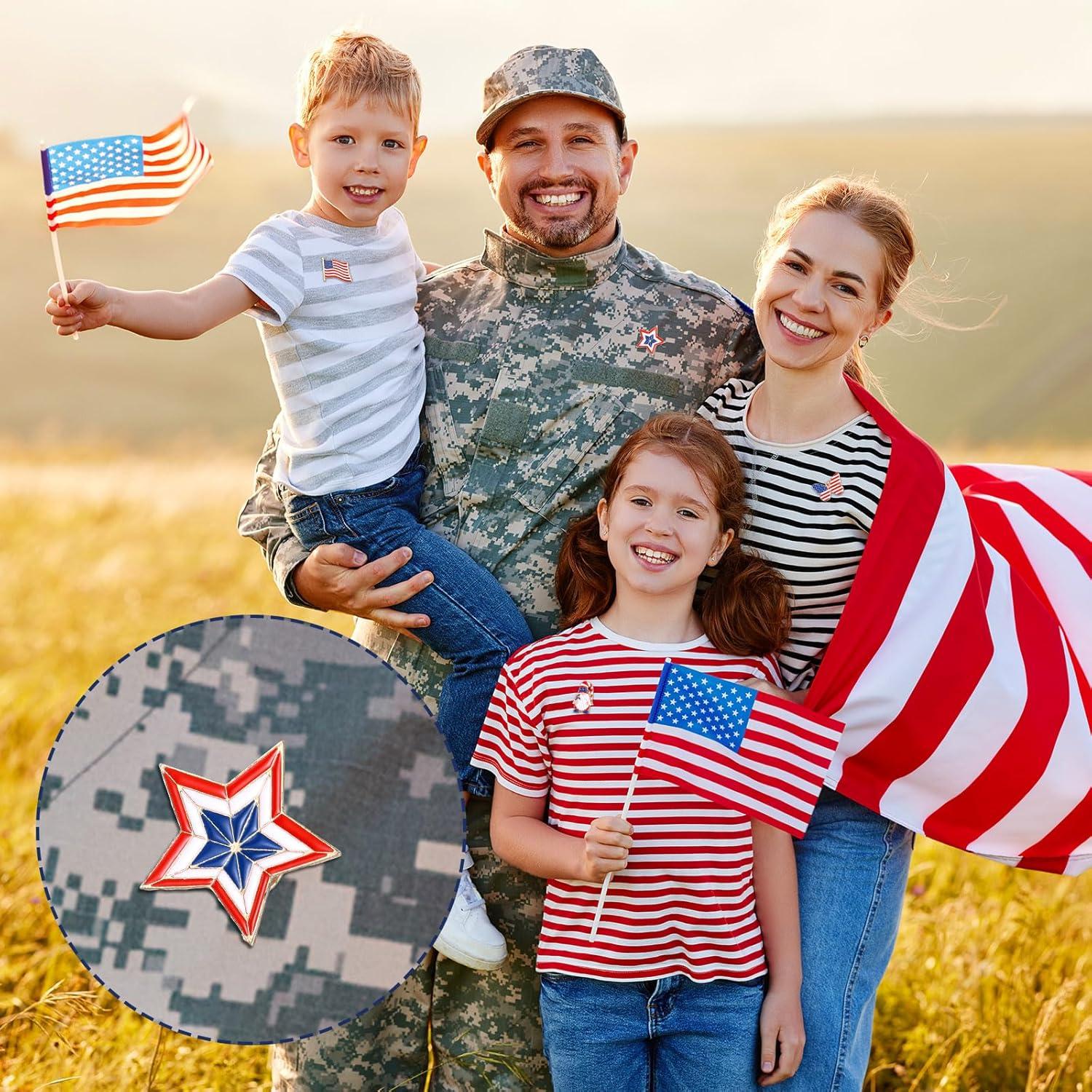 Giegxin 40 Pcs Pines de Bandera Americana para Ropa y Accesorios