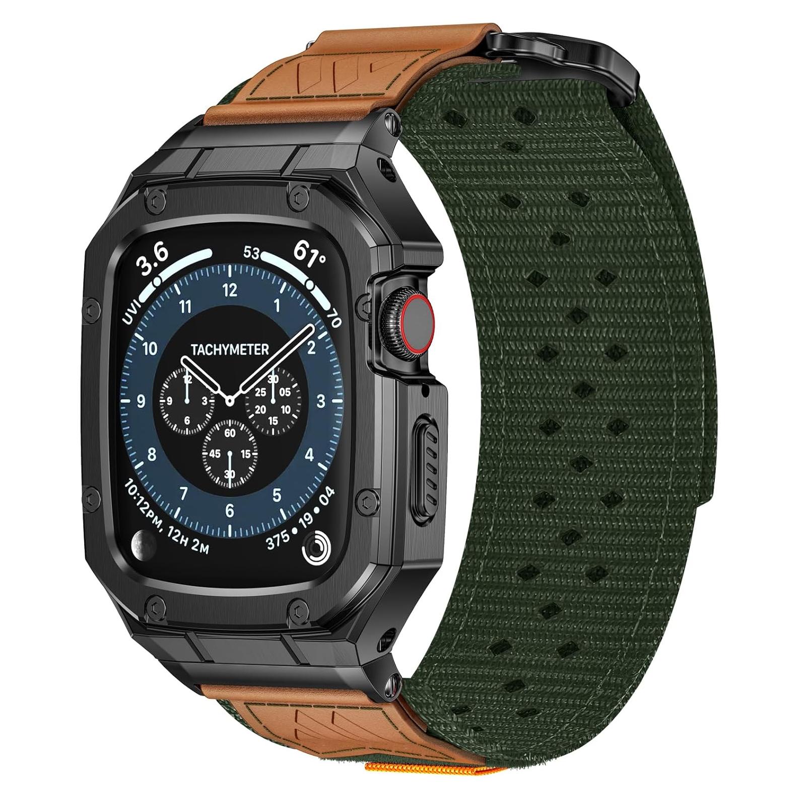 Correa de Nylon con Estuche de Acero Inoxidable para Apple Watch 38-41mm