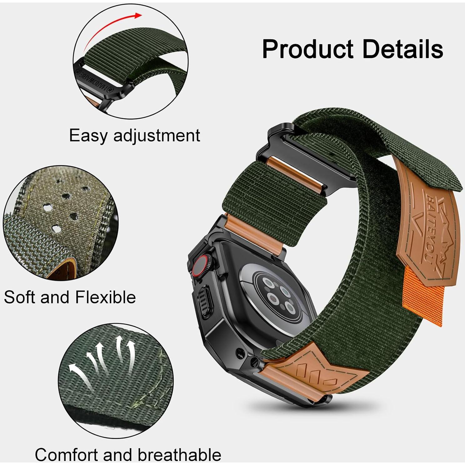 Correa de Nylon con Estuche de Acero Inoxidable para Apple Watch 38-41mm