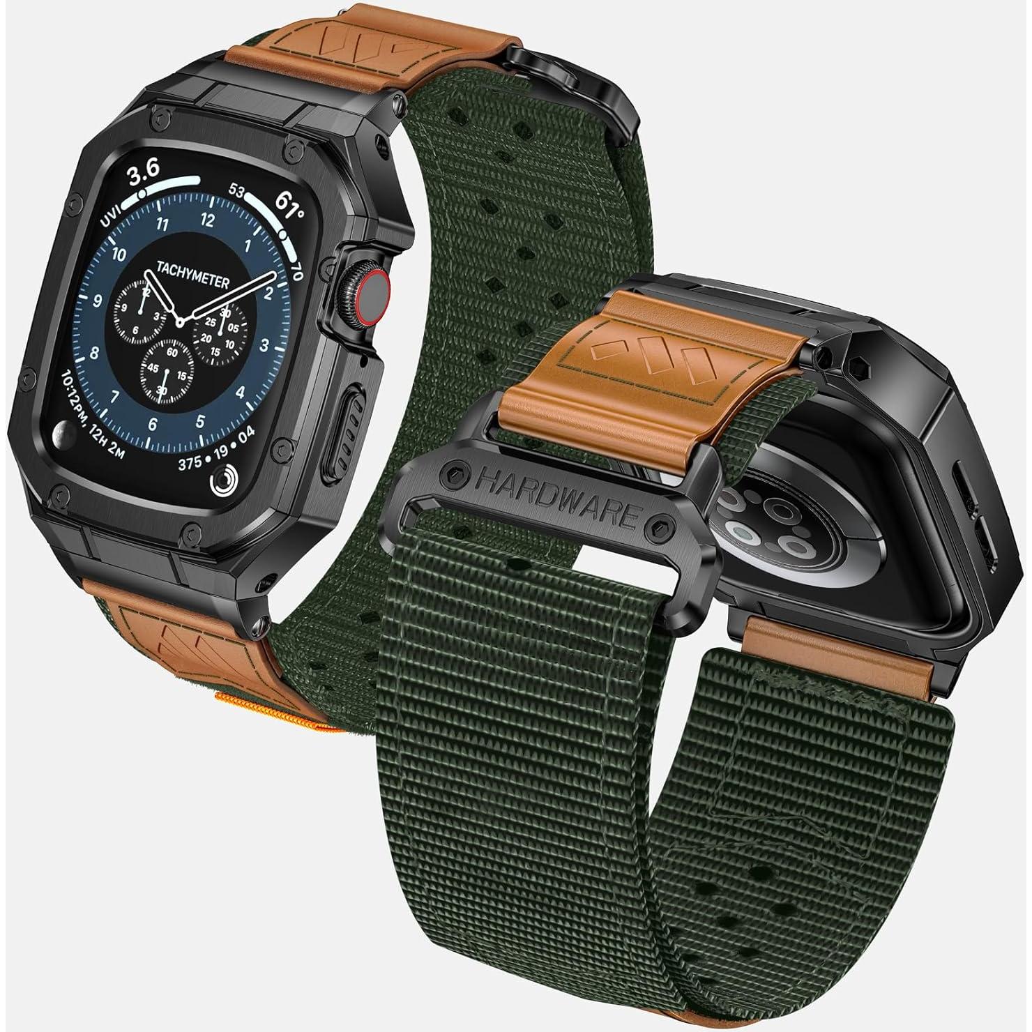 Correa de Nylon con Estuche de Acero Inoxidable para Apple Watch 38-41mm