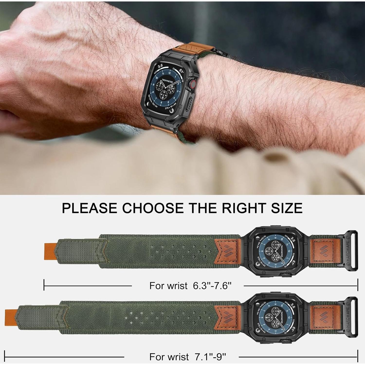 Correa de Nylon con Estuche de Acero Inoxidable para Apple Watch 38-41mm