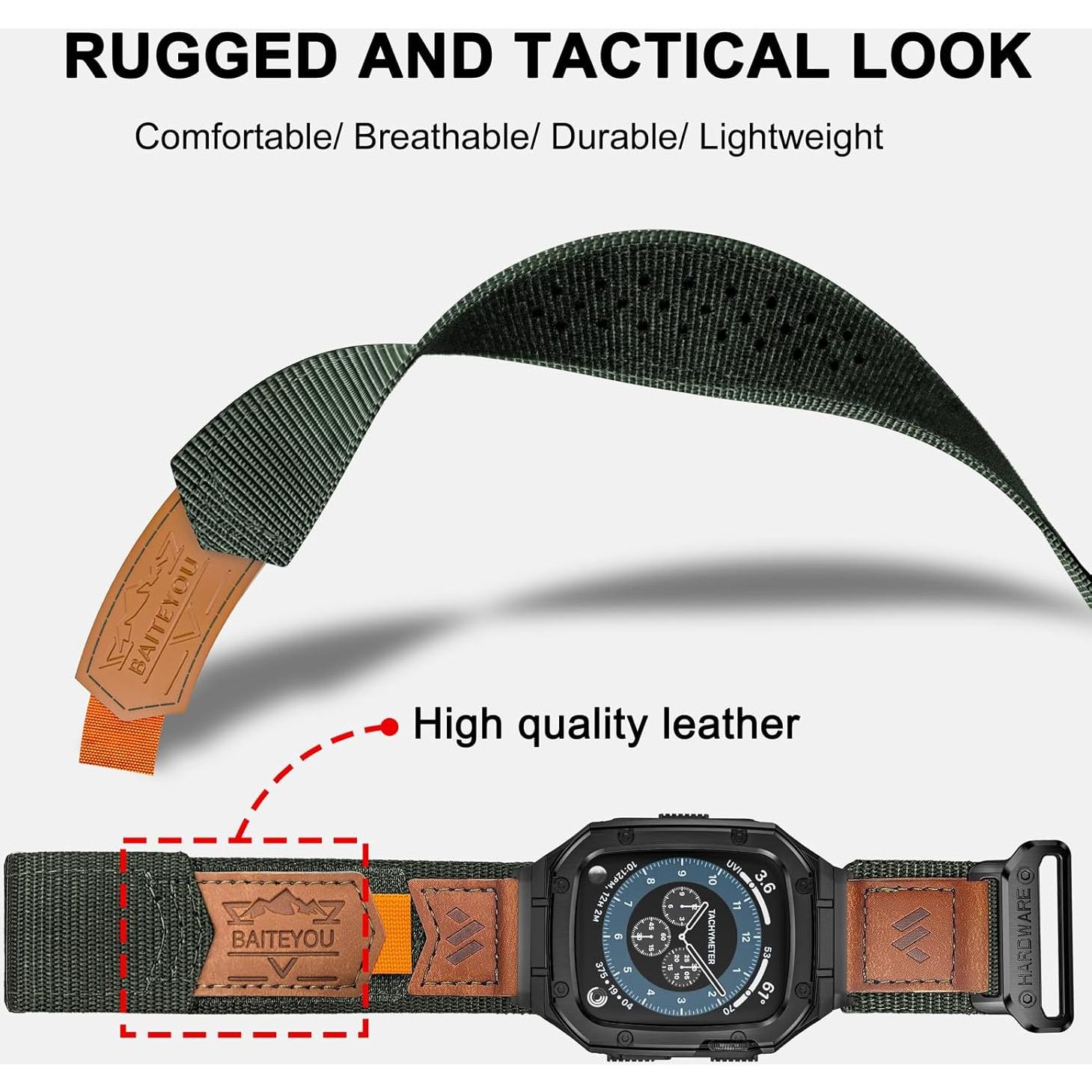 Correa de Nylon con Estuche de Acero Inoxidable para Apple Watch 38-41mm