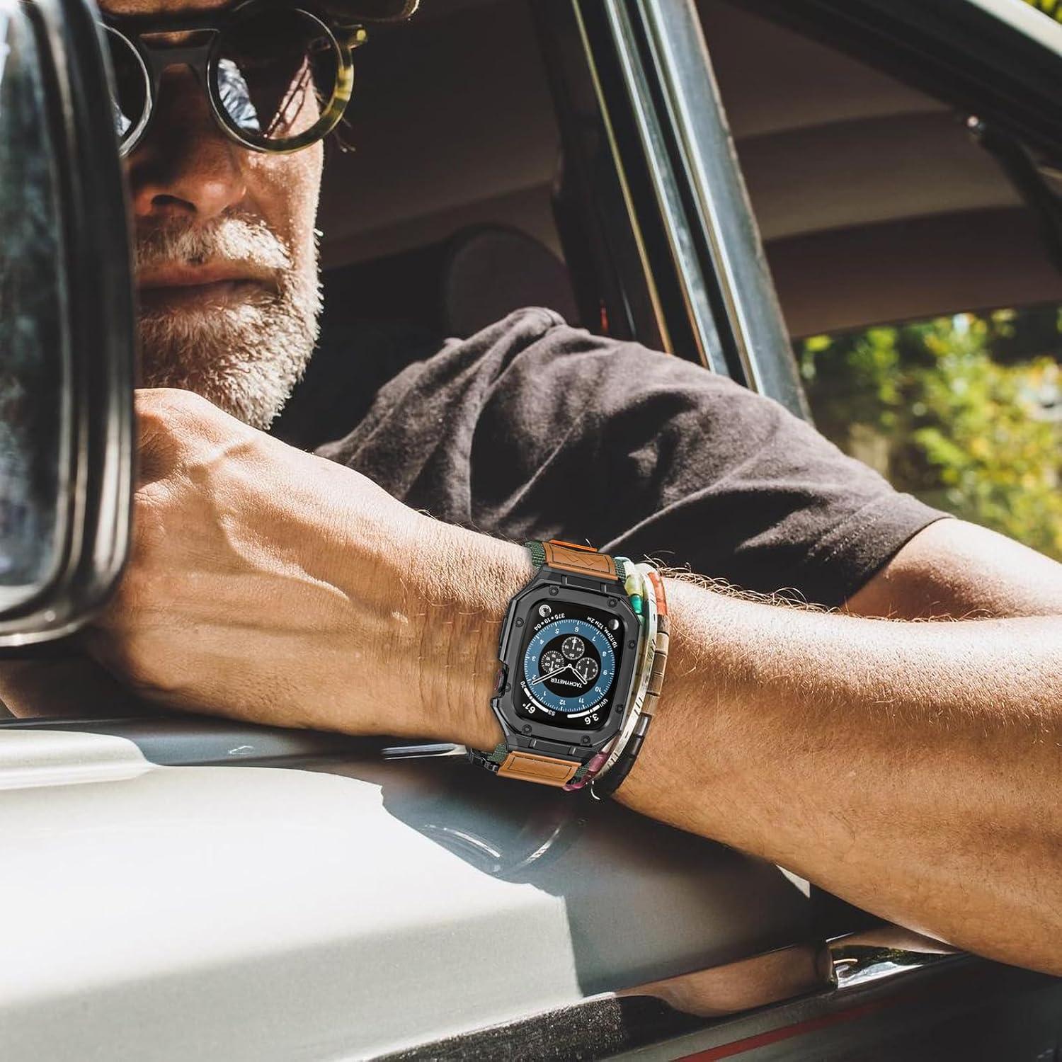 Correa de Nylon con Estuche de Acero Inoxidable para Apple Watch 38-41mm