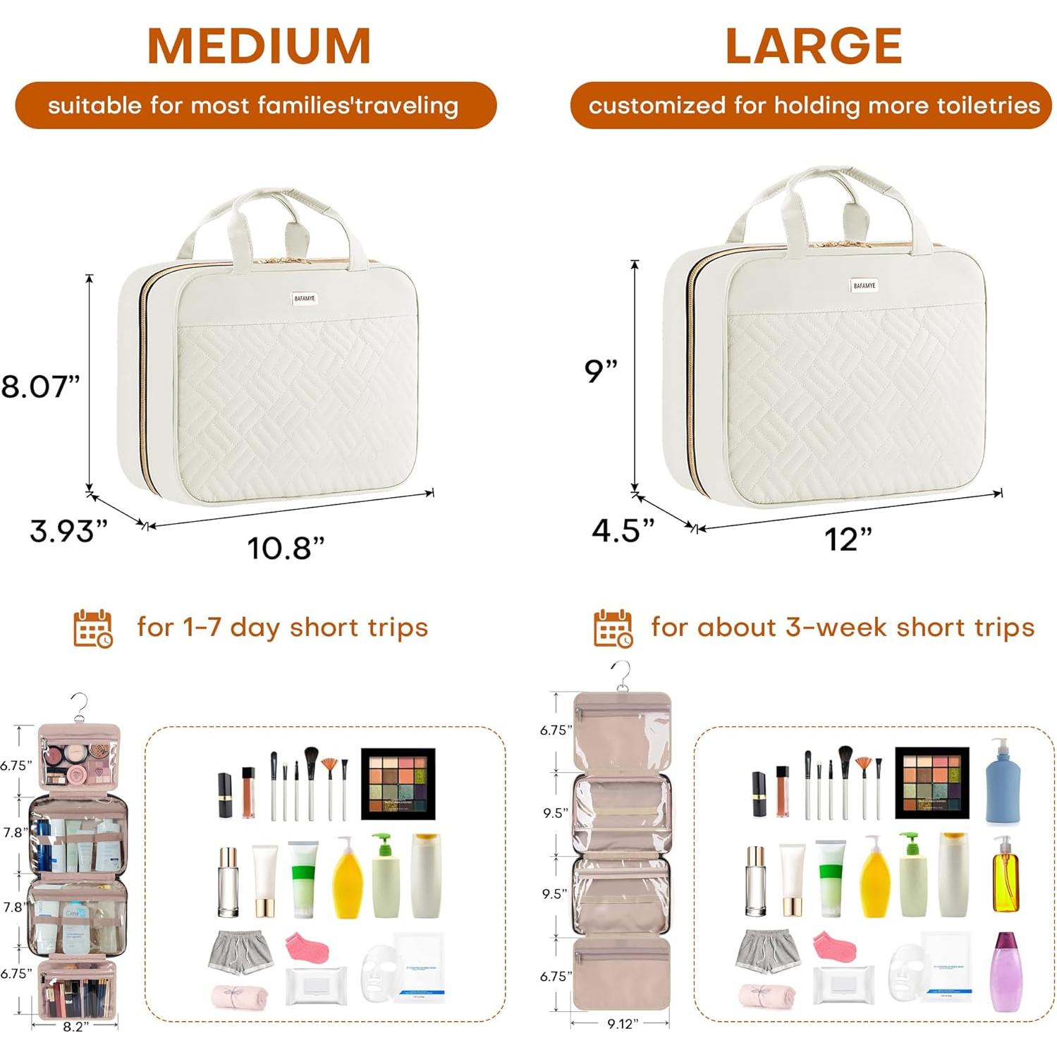 Bolsa de Aseo de Viaje BAFAMYE 8L Resistente al Agua Beige