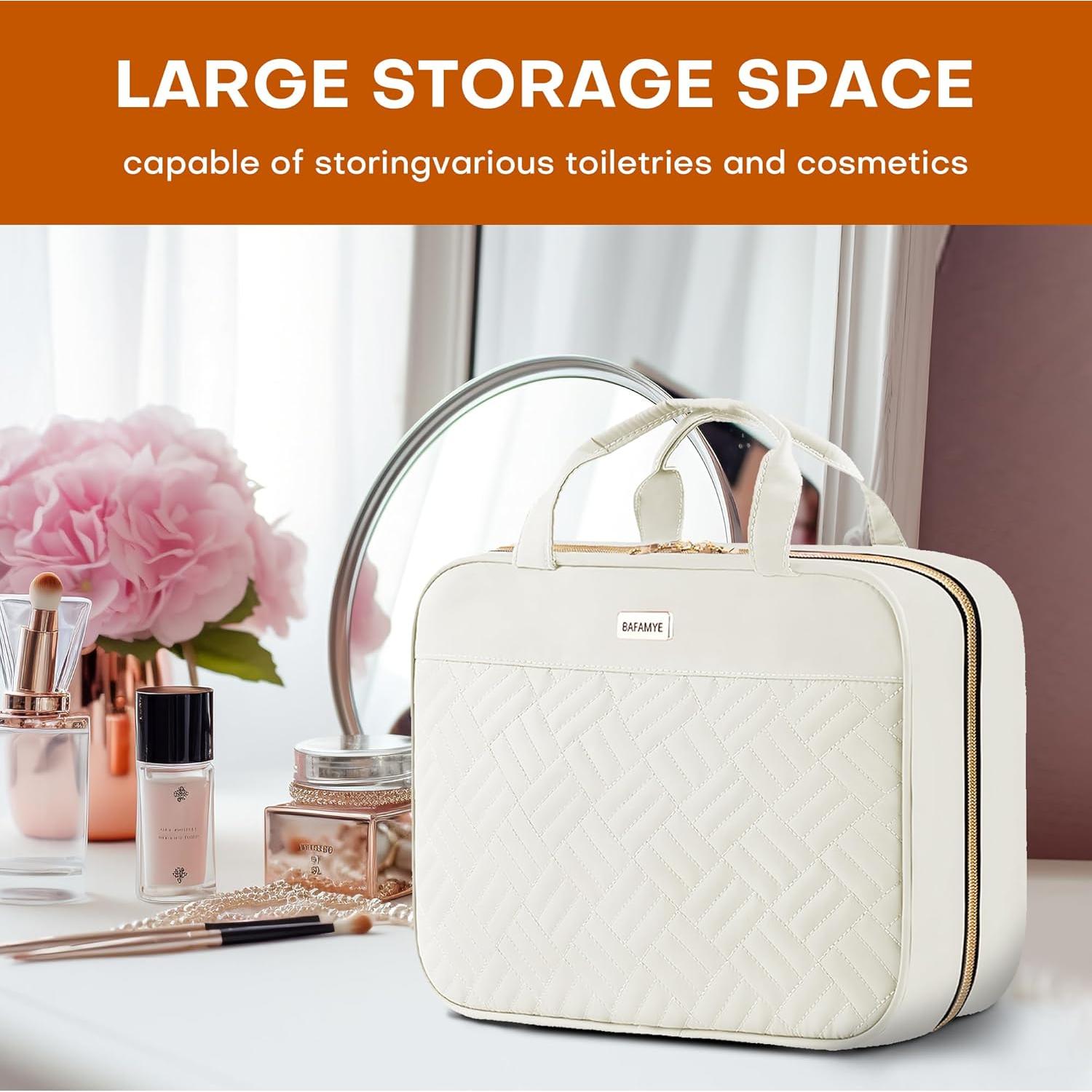 Bolsa de Aseo de Viaje BAFAMYE 8L Resistente al Agua Beige