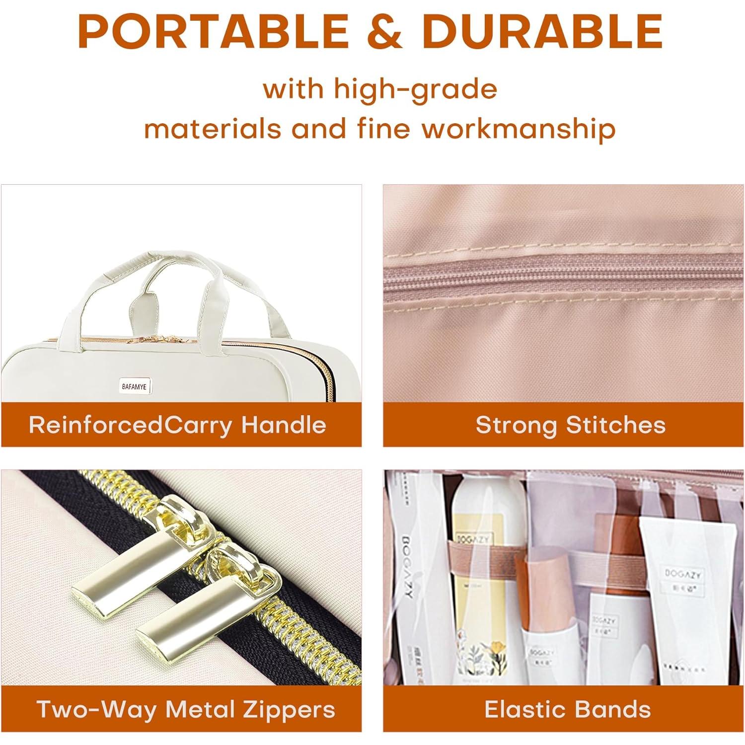 Bolsa de Aseo de Viaje BAFAMYE 8L Resistente al Agua Beige