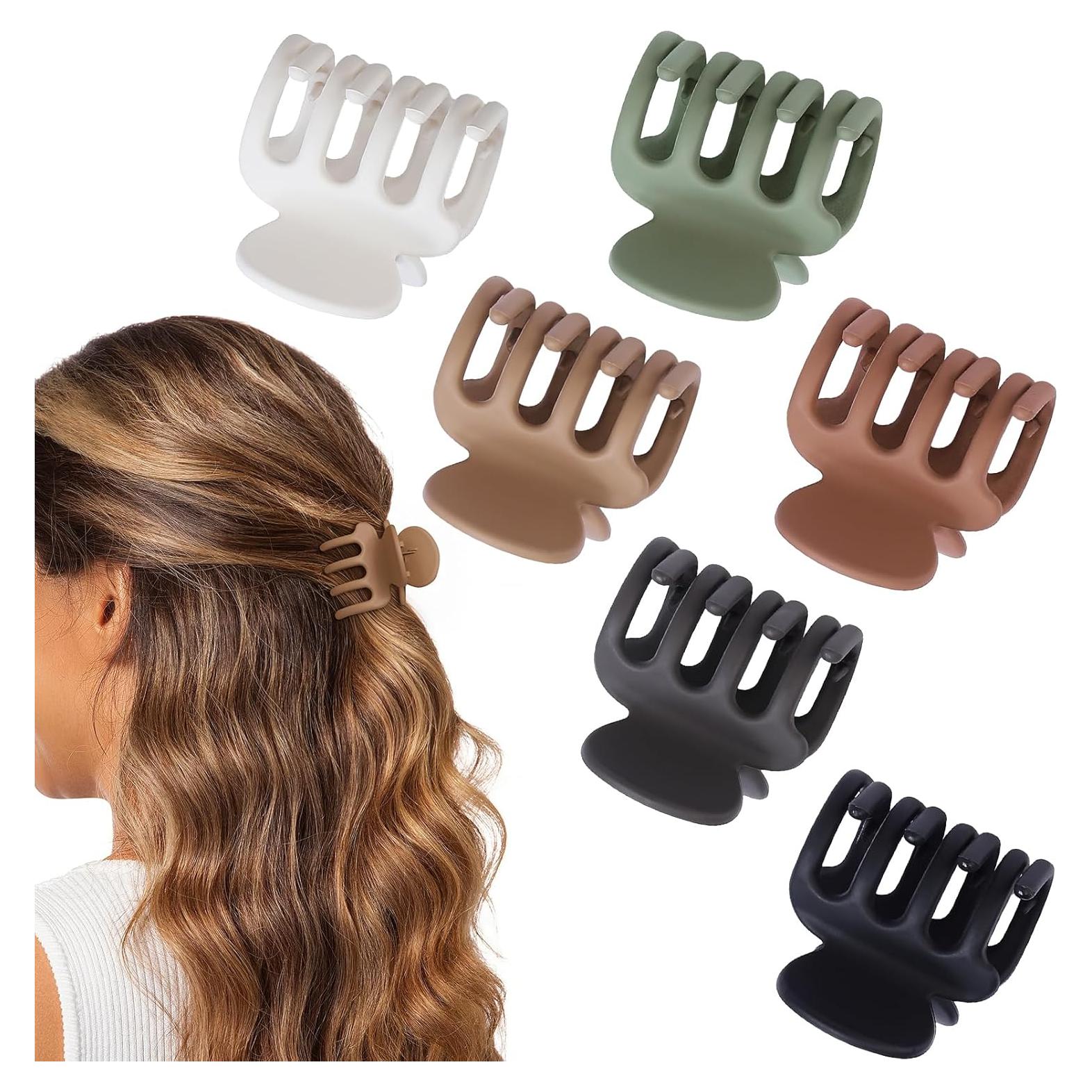6 Clips de Garra Pequeños USDNICE para Cabello Fino Marrón
