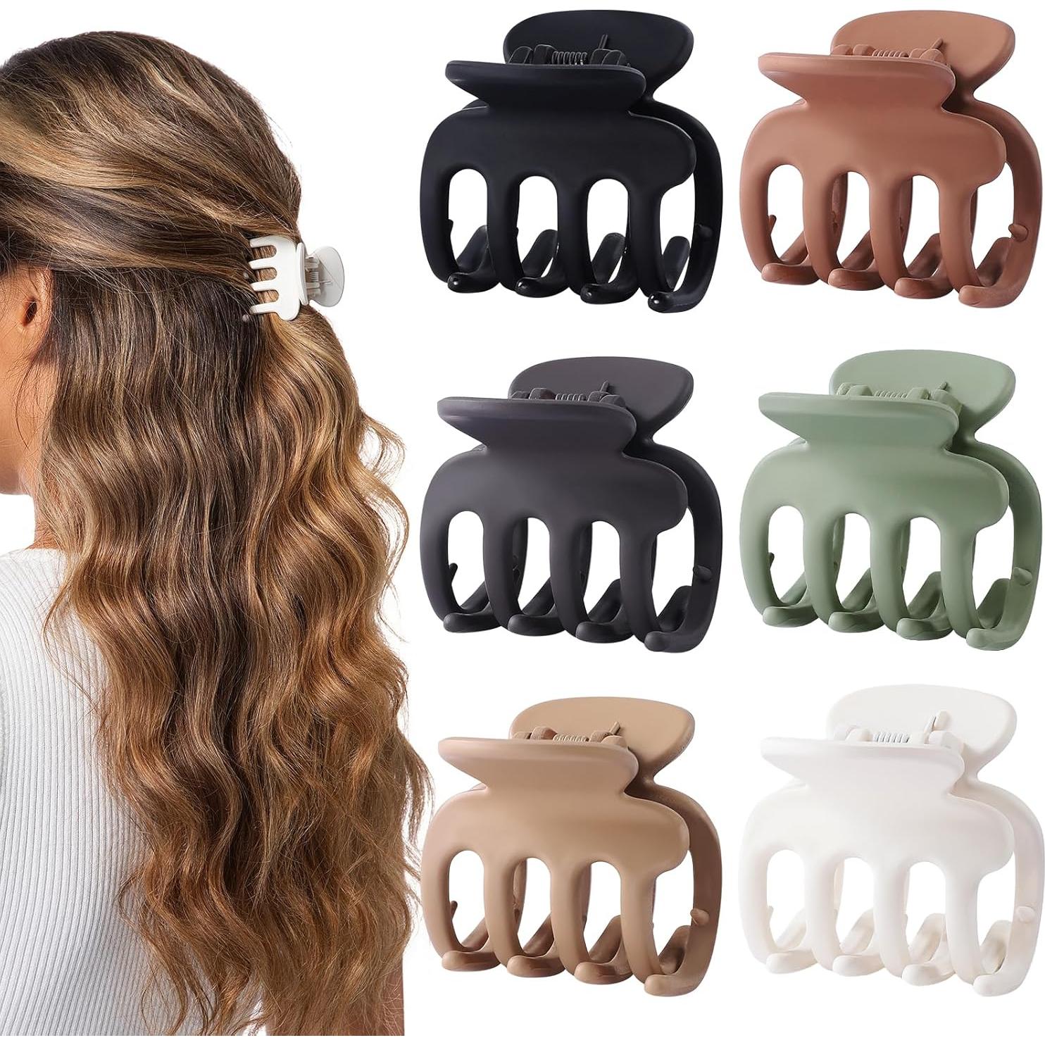 6 Clips de Garra Pequeños USDNICE para Cabello Fino Marrón