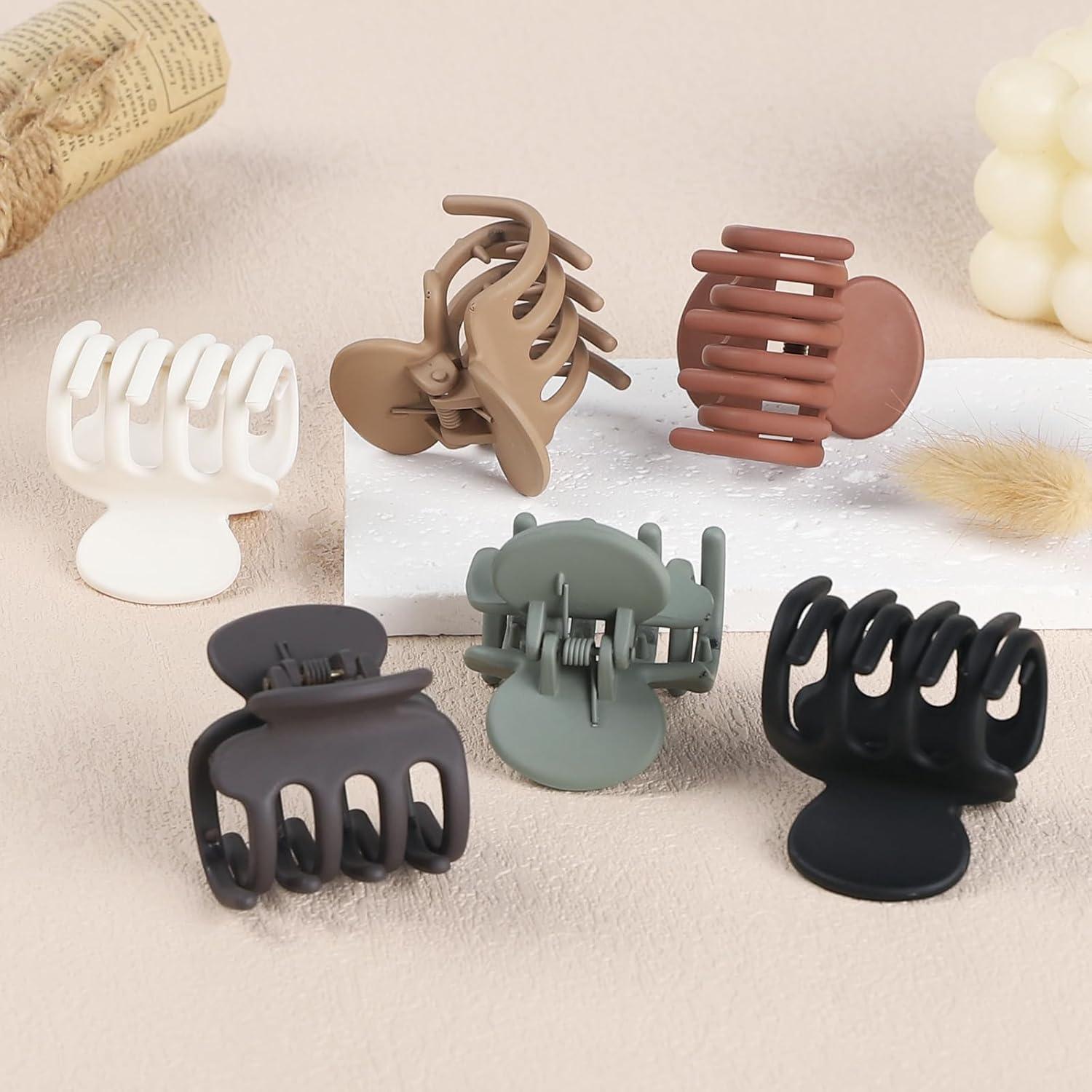 6 Clips de Garra Pequeños USDNICE para Cabello Fino Marrón