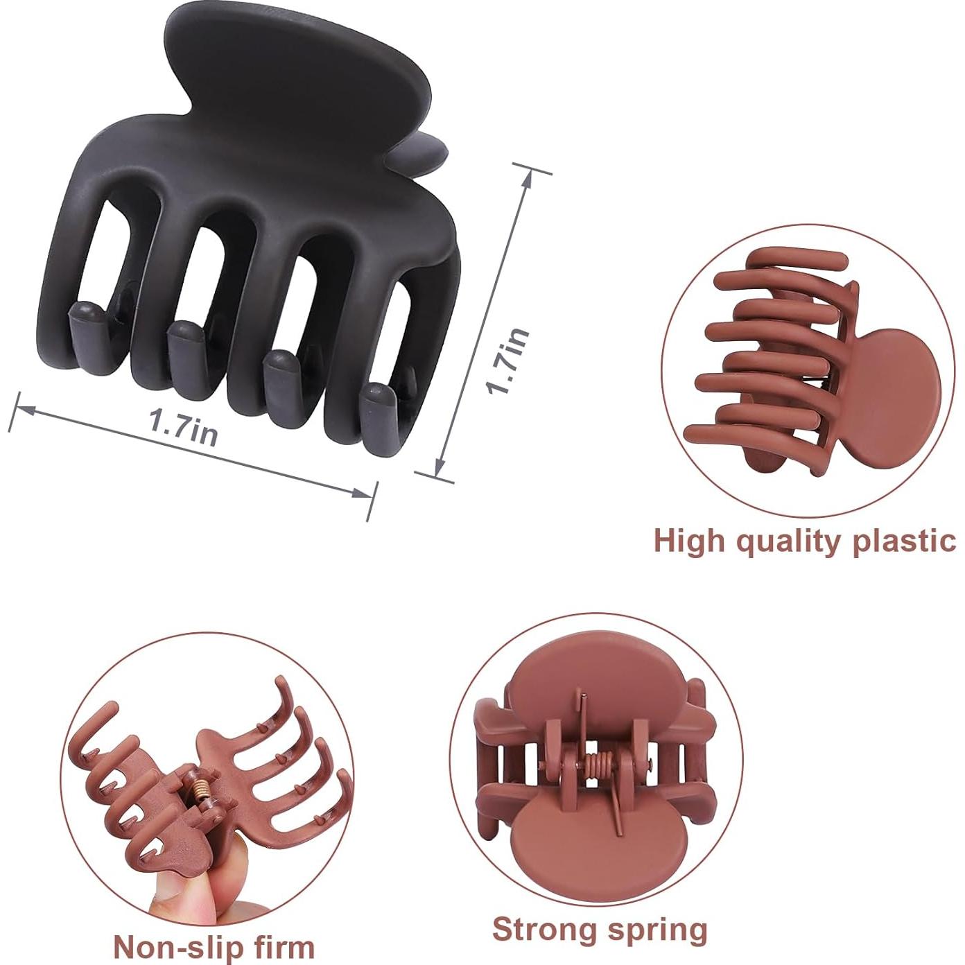 6 Clips de Garra Pequeños USDNICE para Cabello Fino Marrón