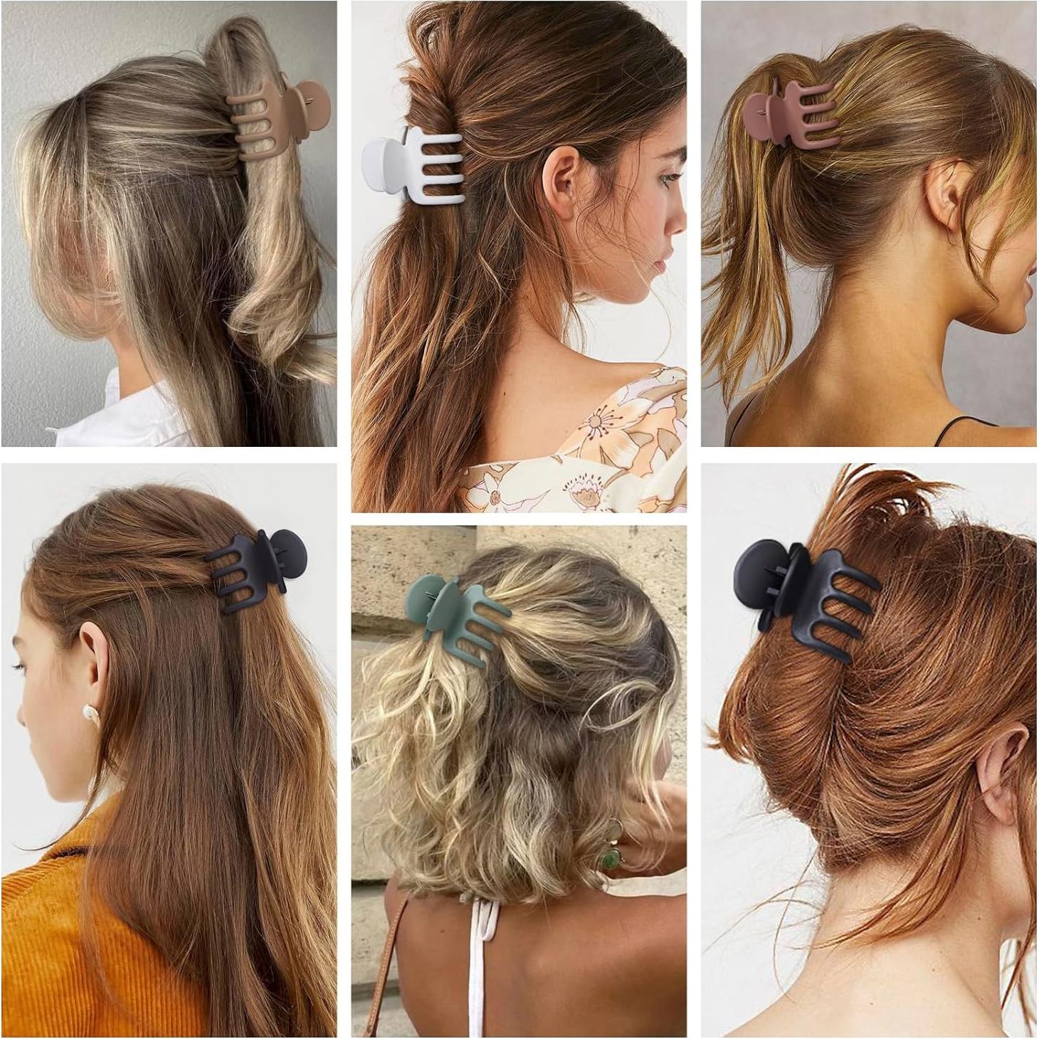 6 Clips de Garra Pequeños USDNICE para Cabello Fino Marrón