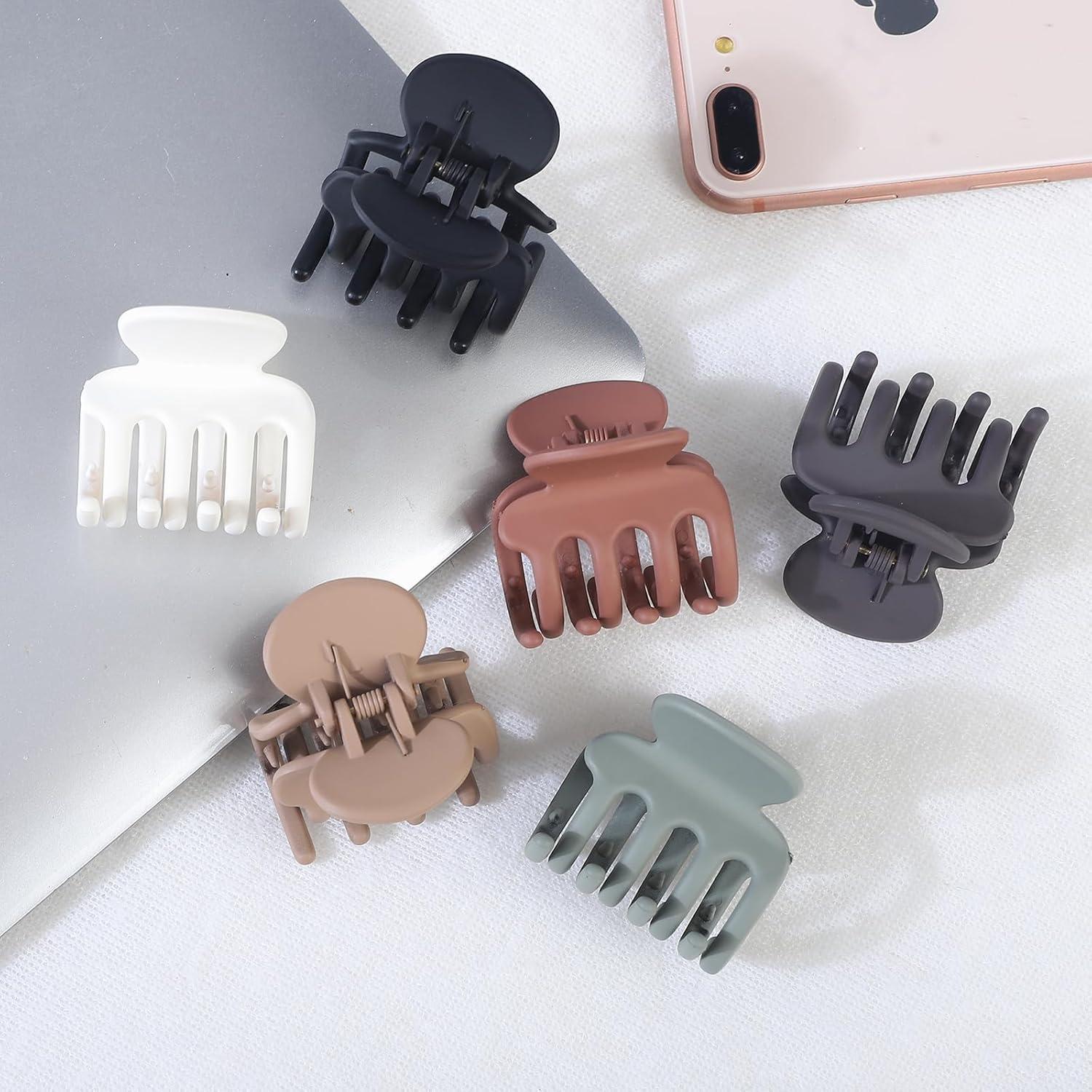 6 Clips de Garra Pequeños USDNICE para Cabello Fino Marrón