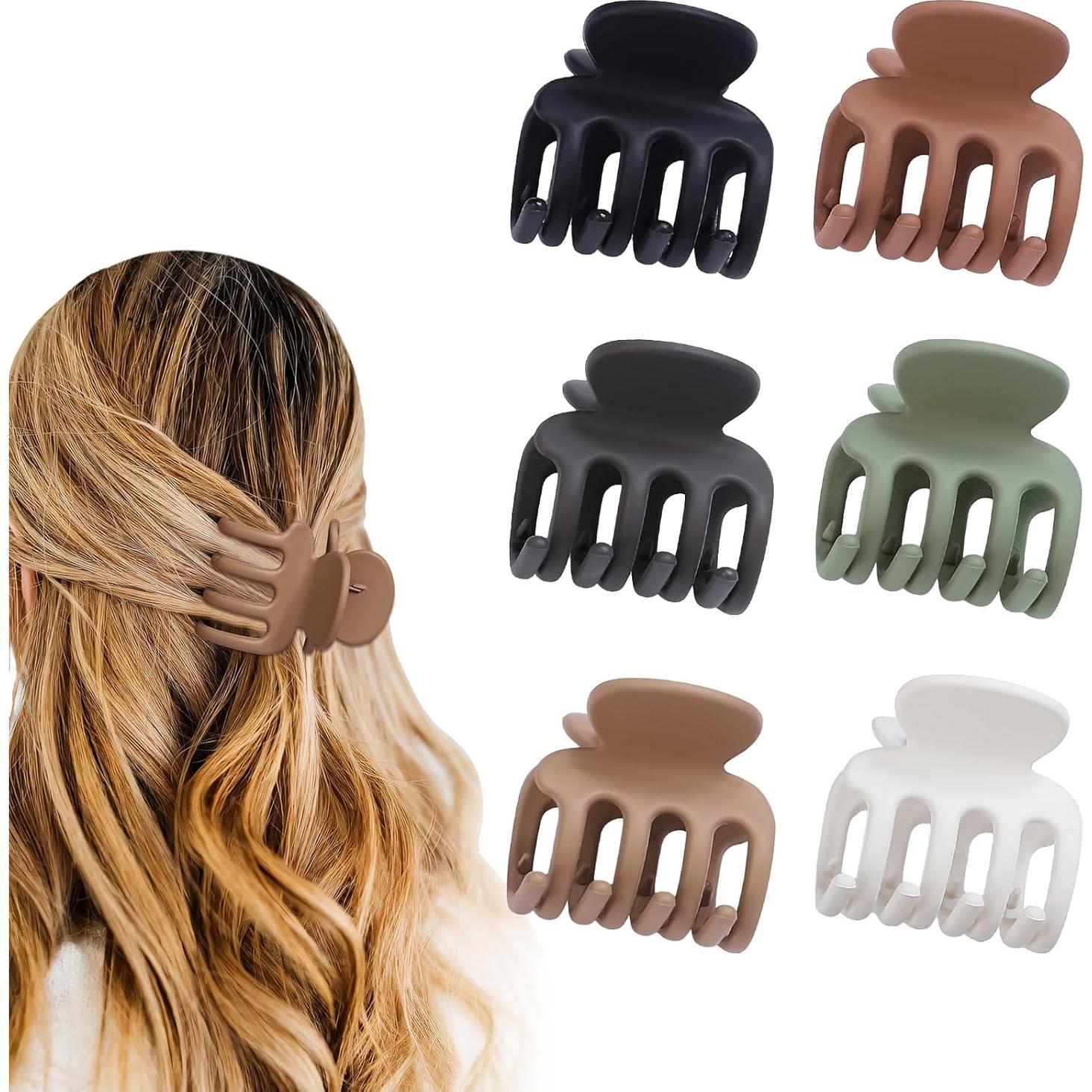 6 Clips de Garra Pequeños USDNICE para Cabello Fino Marrón