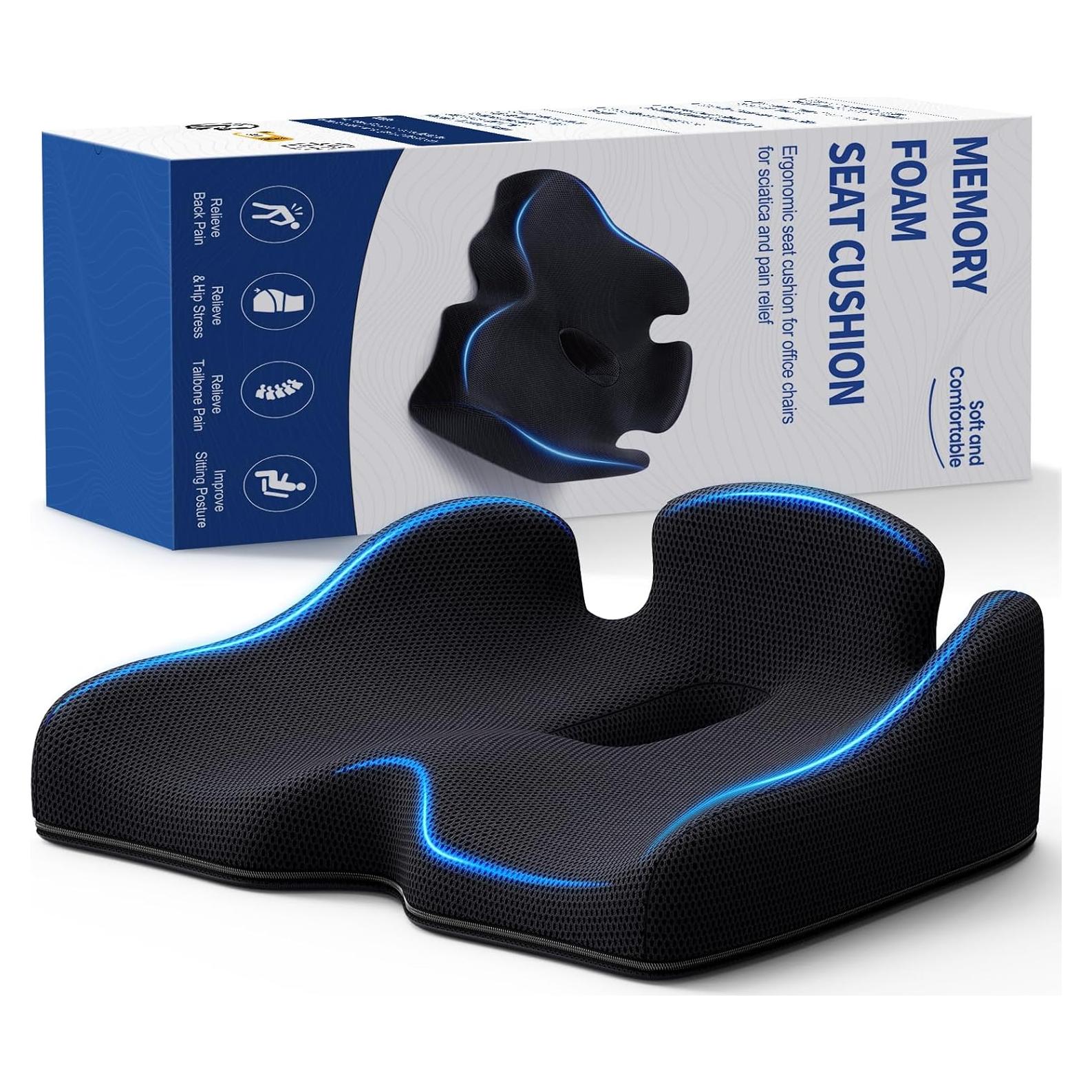 Cojín de Memoria Benazcap para Silla de Oficina y Coche - Negro