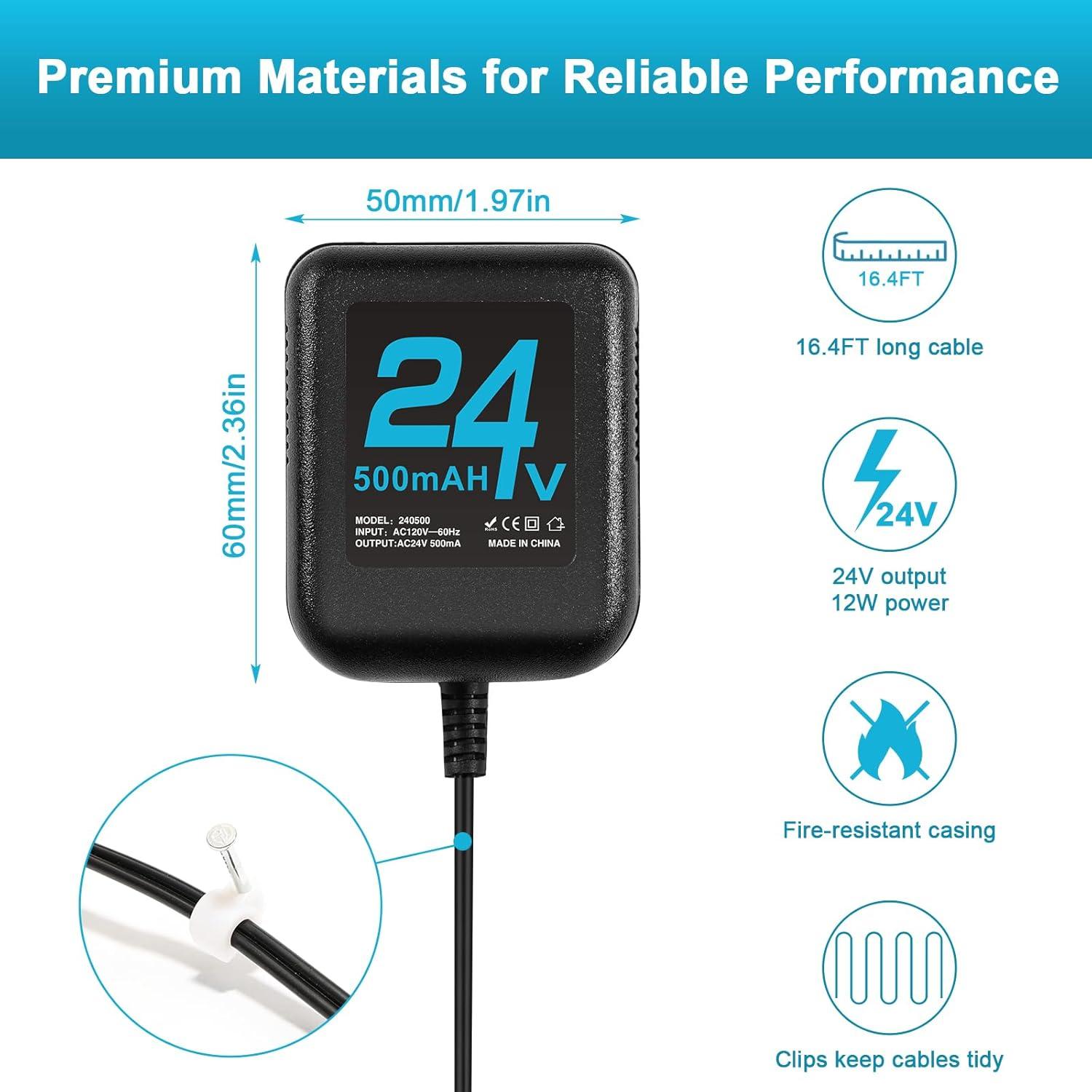 Transformador de Timbre 24V Cwowhihui con Cable de 5m Negro