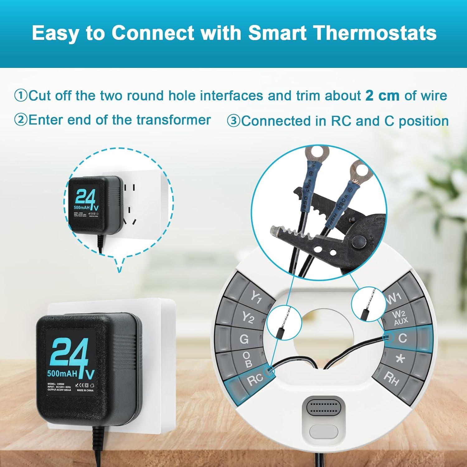 Transformador de Timbre 24V Cwowhihui con Cable de 5m Negro