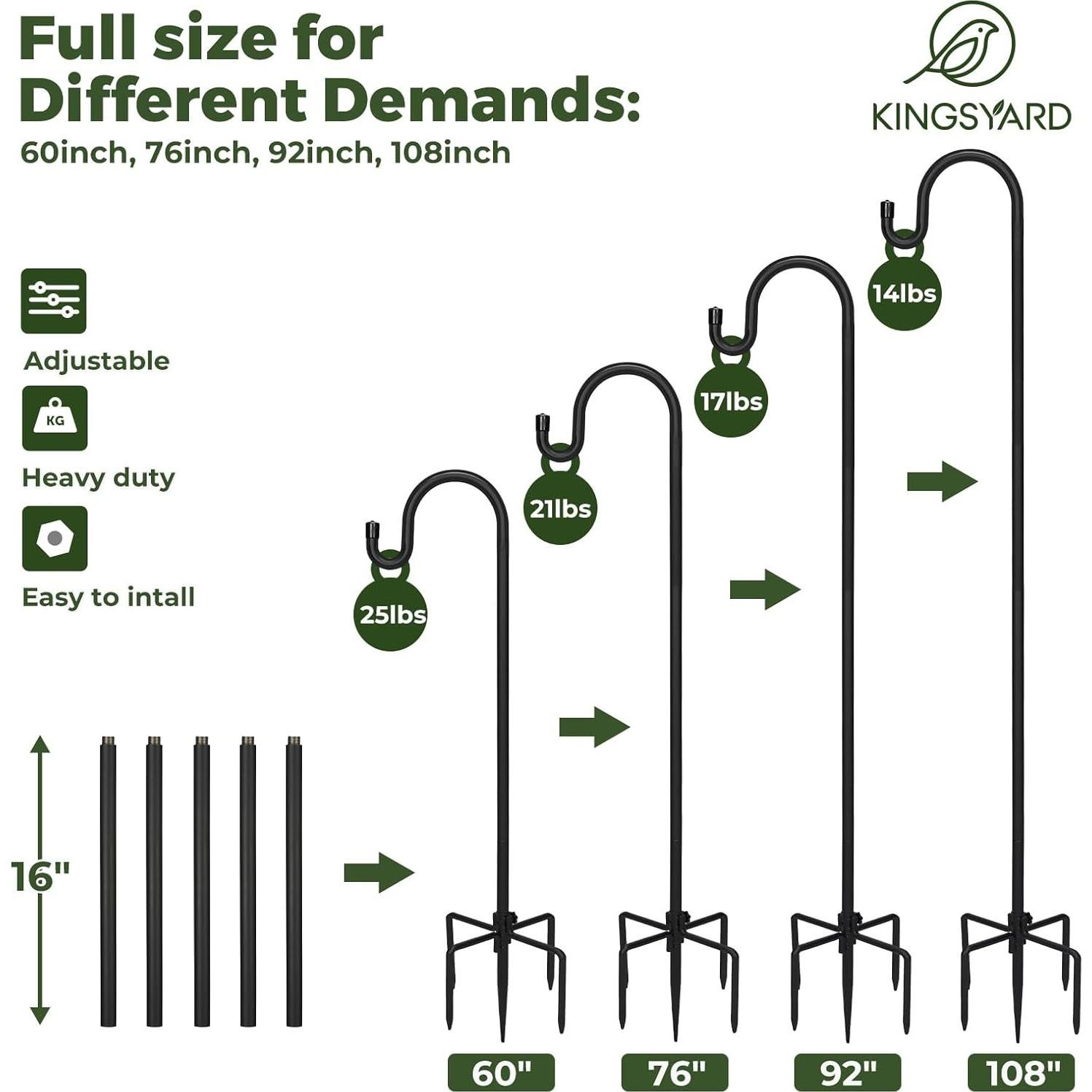 Gancho Ajustable Kingsyard 112 cm para Comederos de Aves