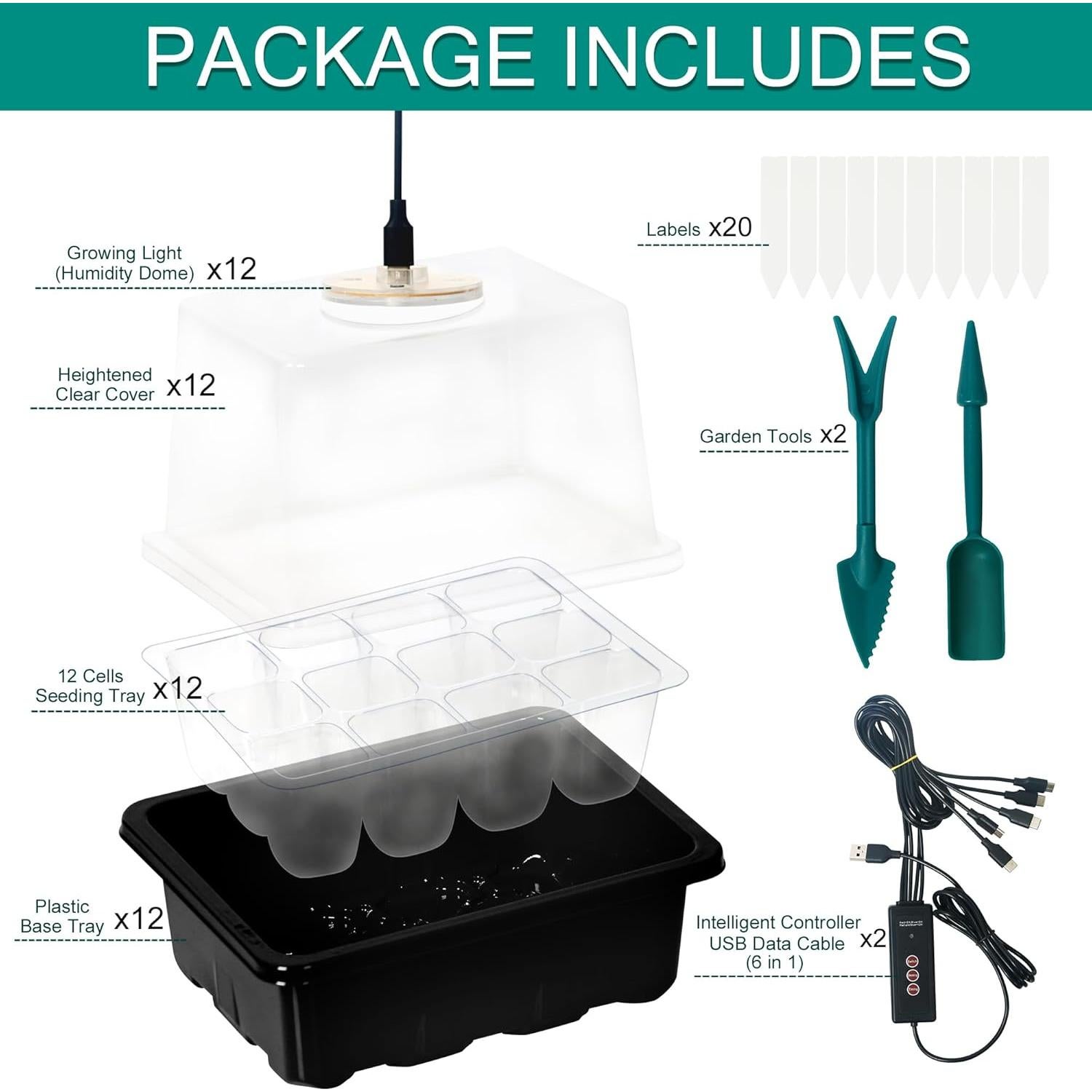 Bandeja de Inicio de Semillas LYDTICK con Luz y Temporizador