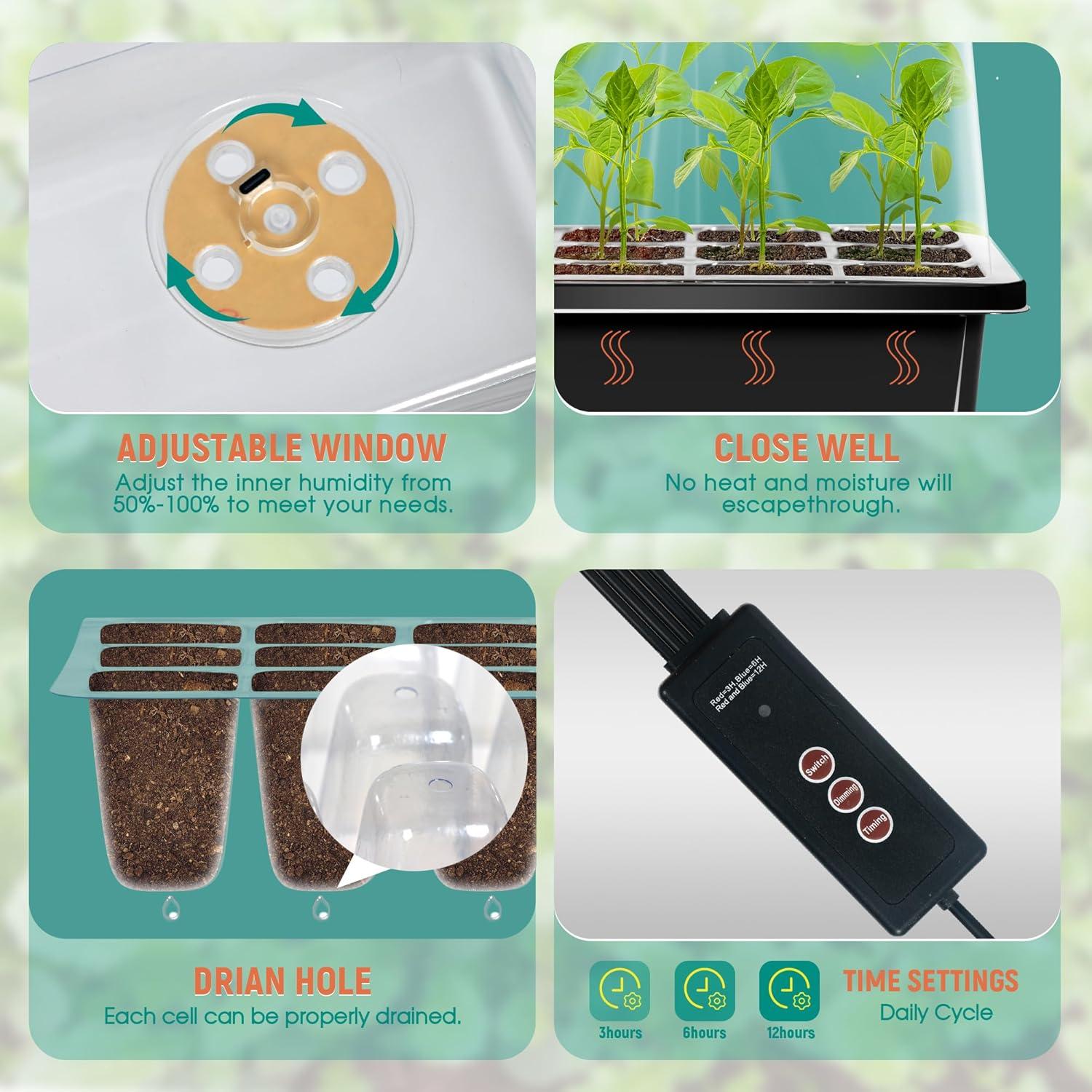 Bandeja de Inicio de Semillas LYDTICK con Luz y Temporizador