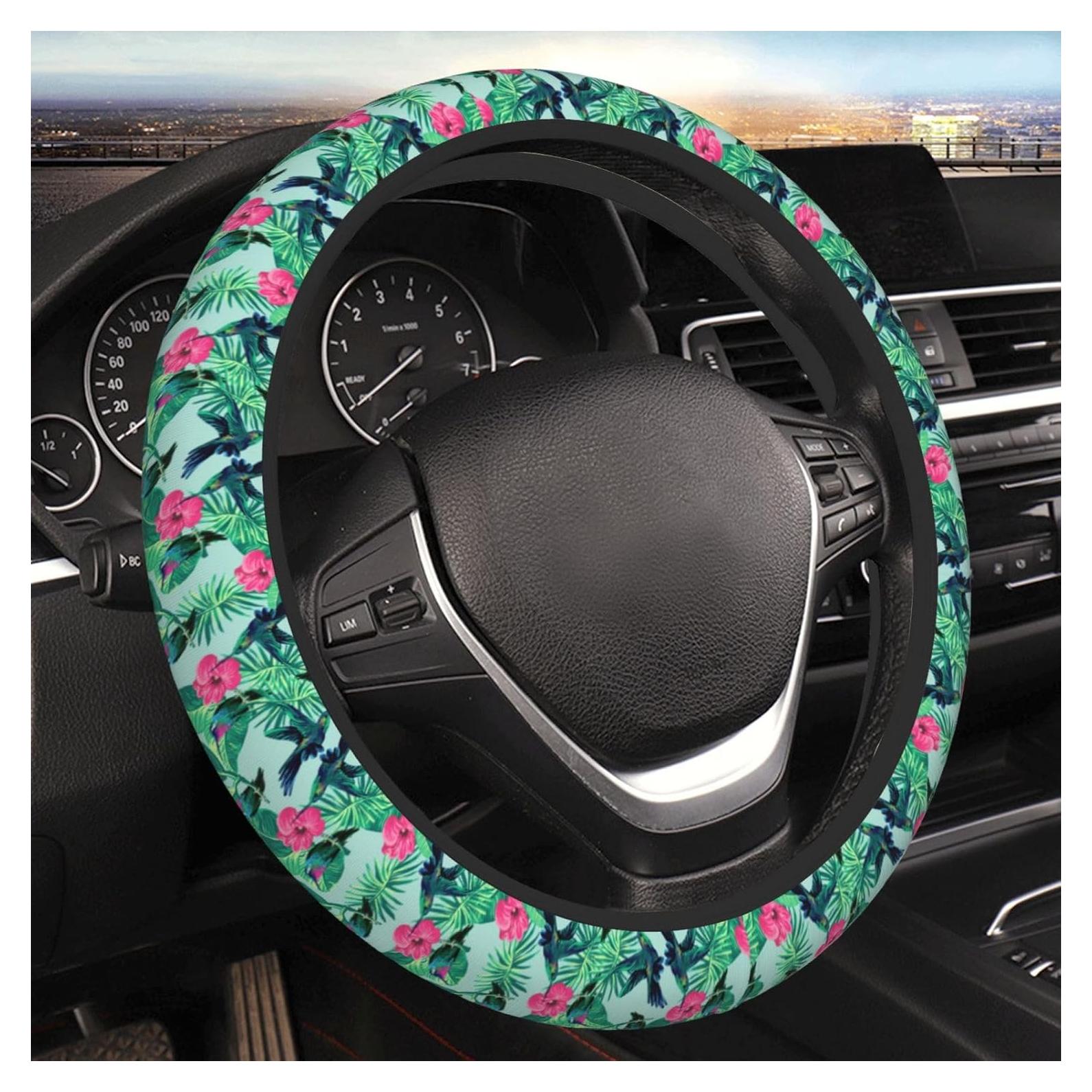 Cubierta de Volante Neopreno WENYINDIAN 15" Flores Hawaianas