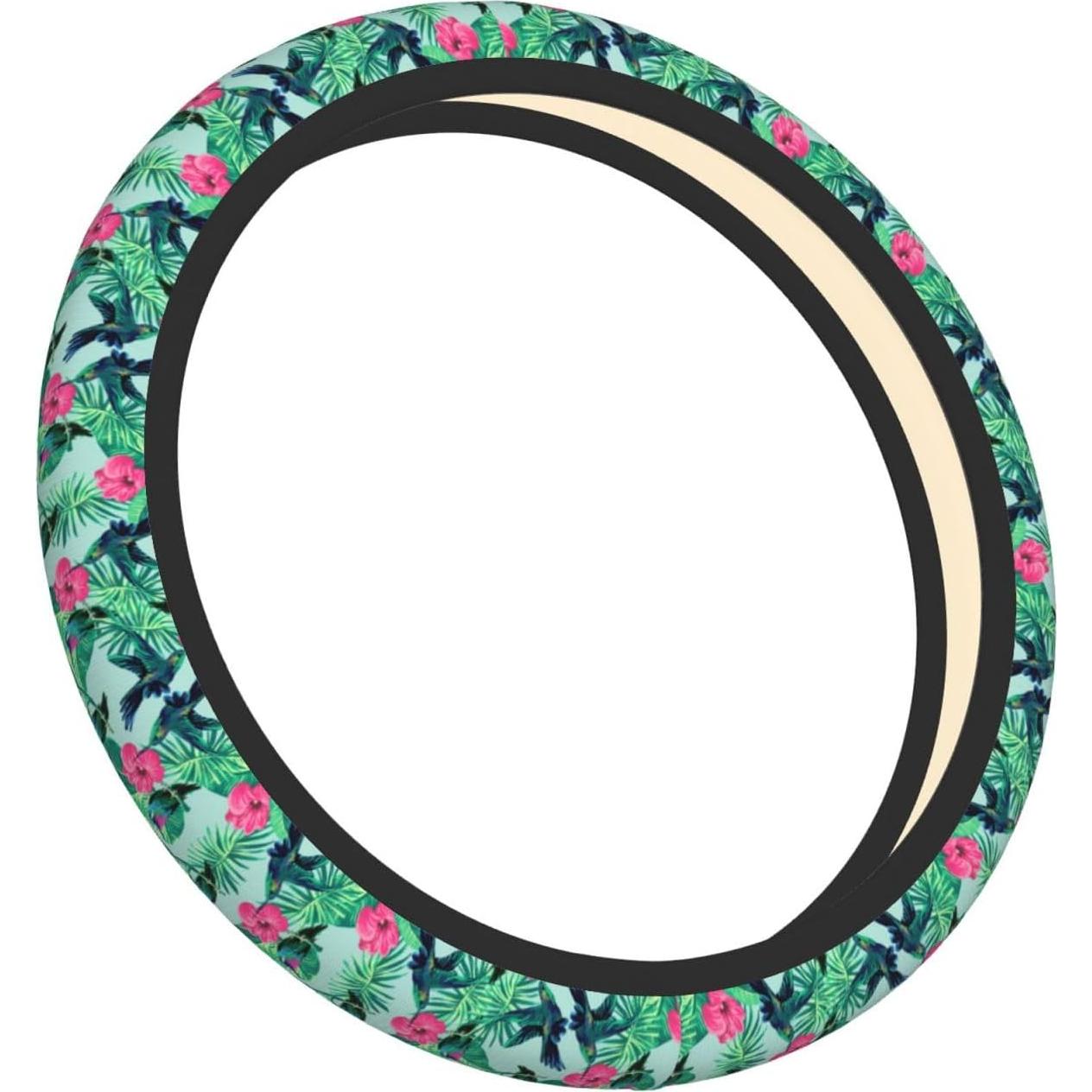 Cubierta de Volante Neopreno WENYINDIAN 15" Flores Hawaianas