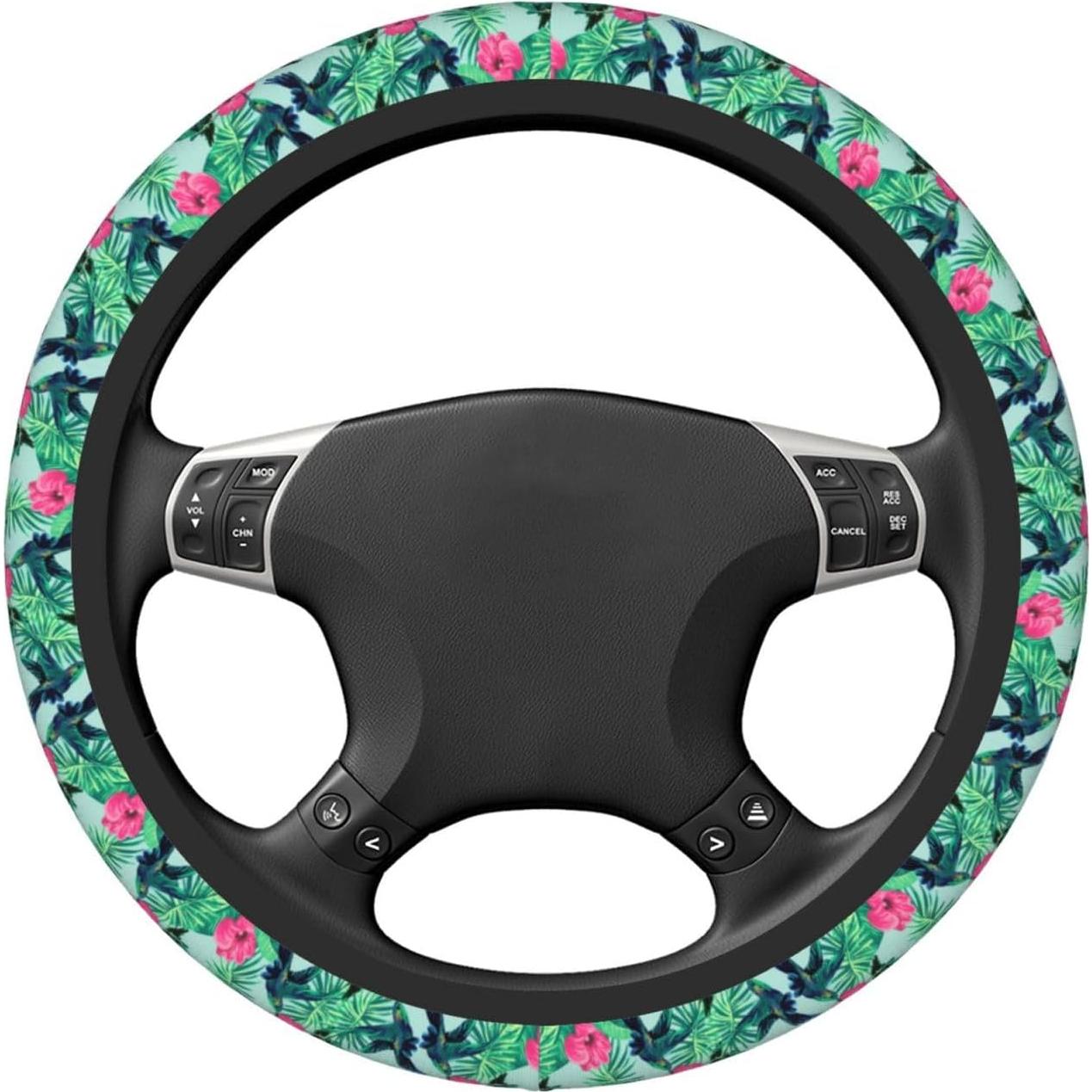 Cubierta de Volante Neopreno WENYINDIAN 15" Flores Hawaianas