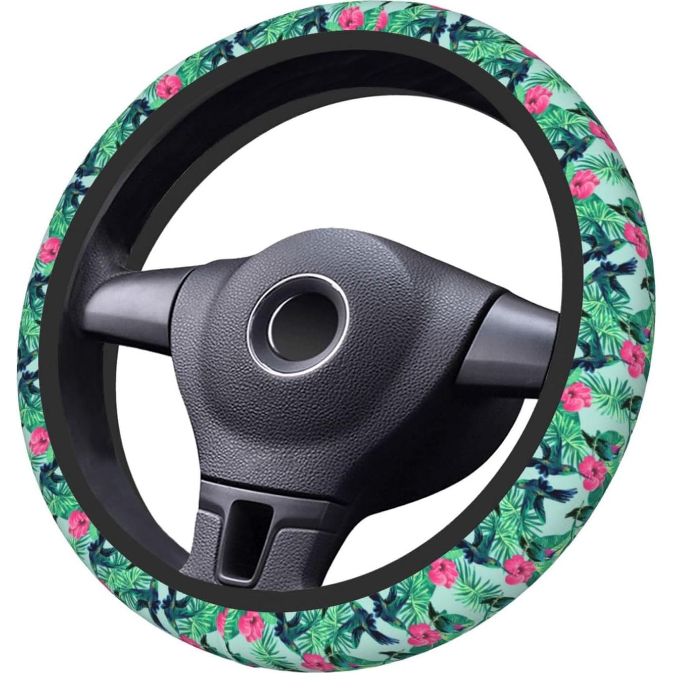 Cubierta de Volante Neopreno WENYINDIAN 15" Flores Hawaianas