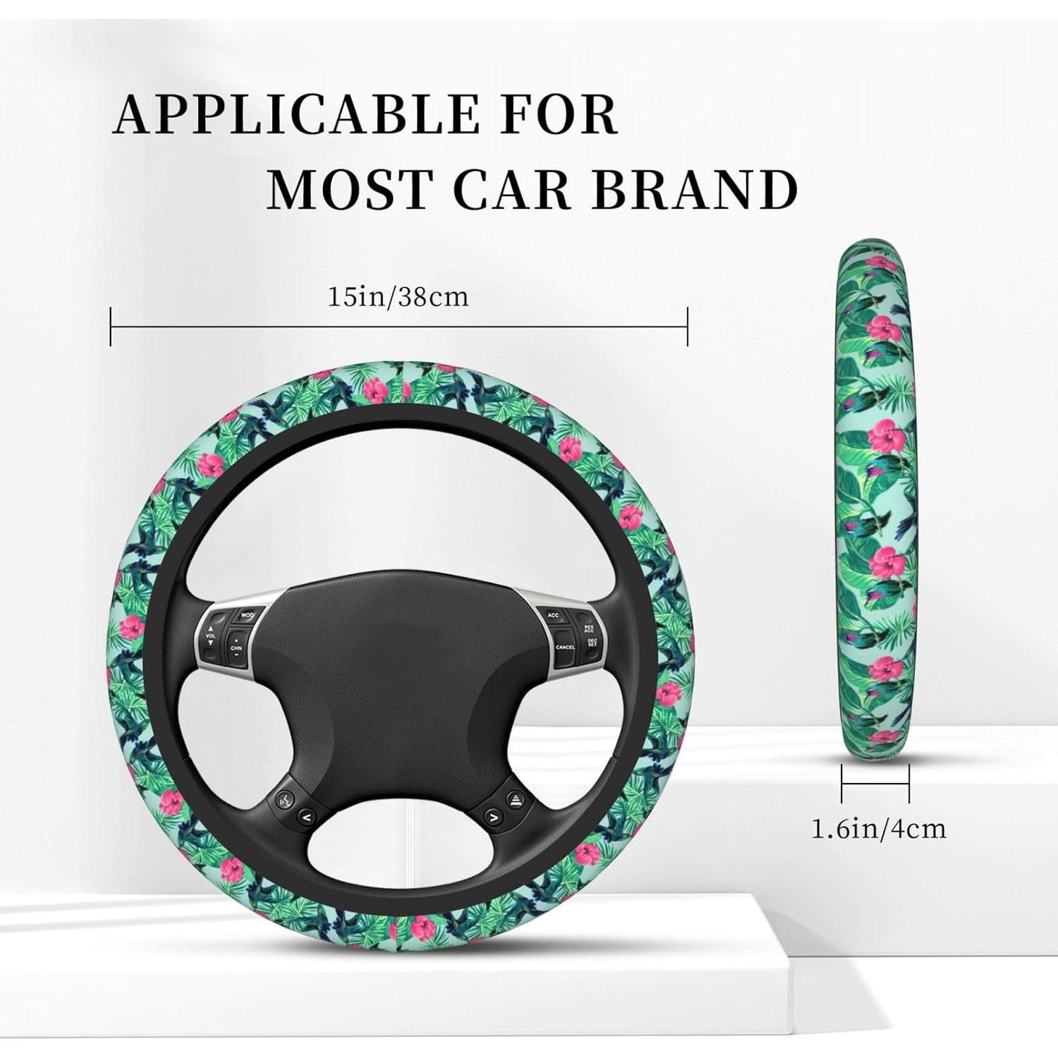 Cubierta de Volante Neopreno WENYINDIAN 15" Flores Hawaianas