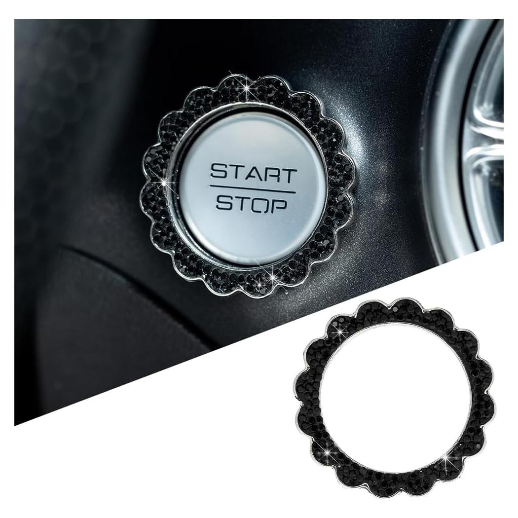 Anillo de Arranque de Coche KHGUZ con Rhinestones Negro