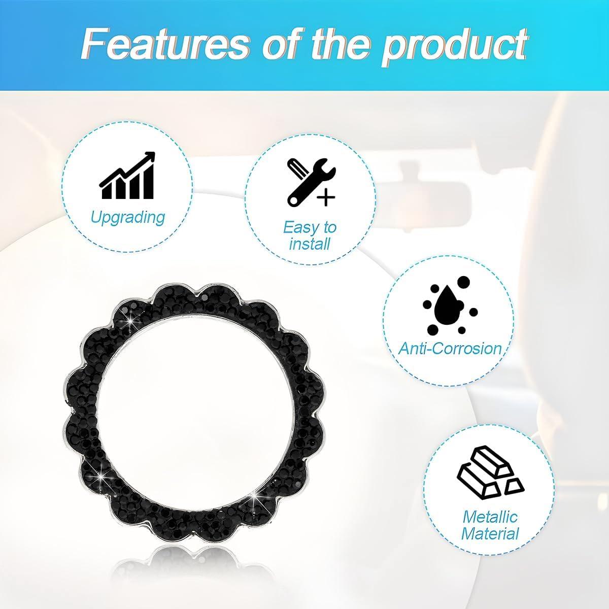 Anillo de Arranque de Coche KHGUZ con Rhinestones Negro