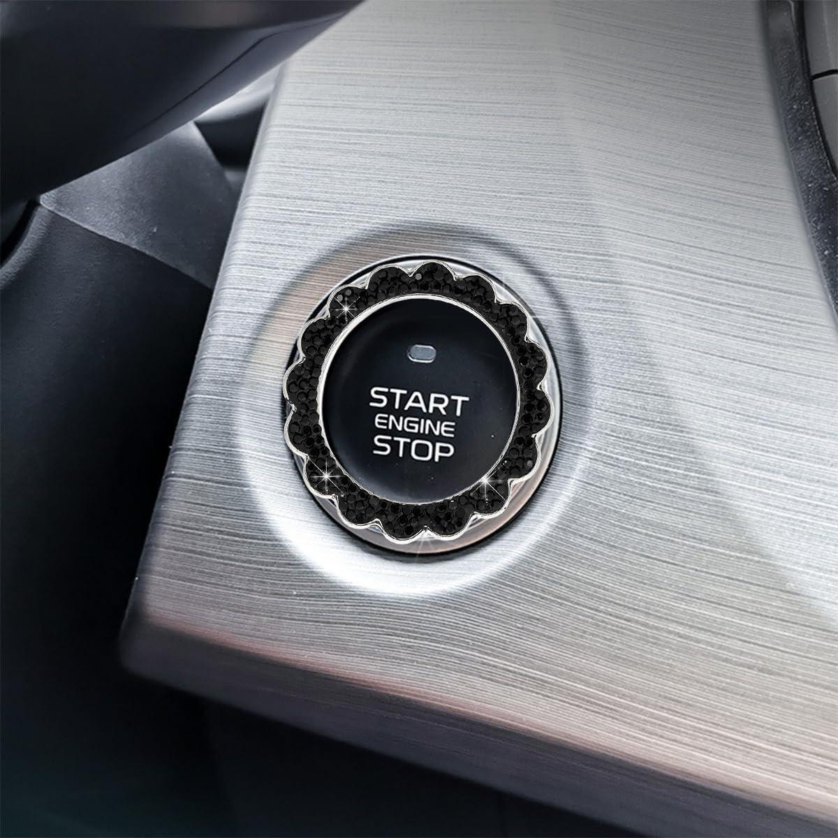 Anillo de Arranque de Coche KHGUZ con Rhinestones Negro