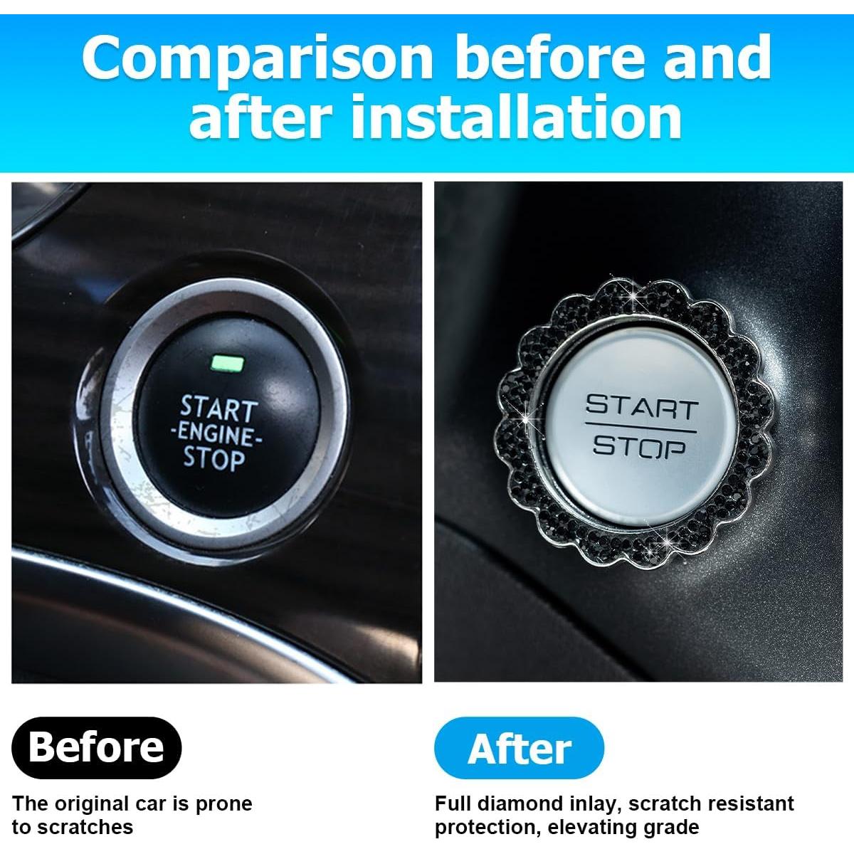 Anillo de Arranque de Coche KHGUZ con Rhinestones Negro