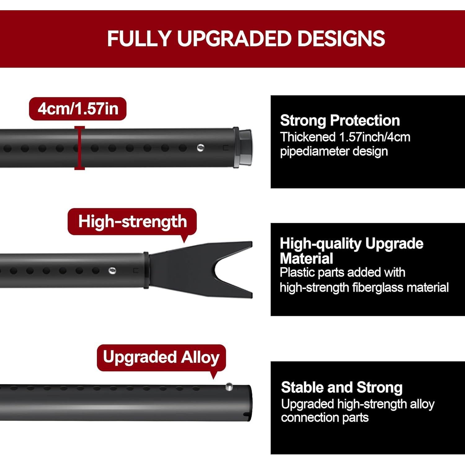 Barra de Seguridad de Puerta AceMining Ajustable 53-117 cm Negra