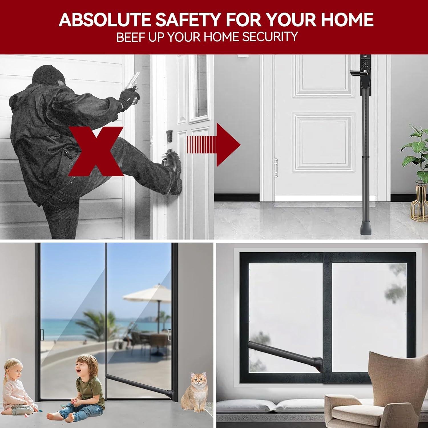 Barra de Seguridad de Puerta AceMining Ajustable 53-117 cm Negra