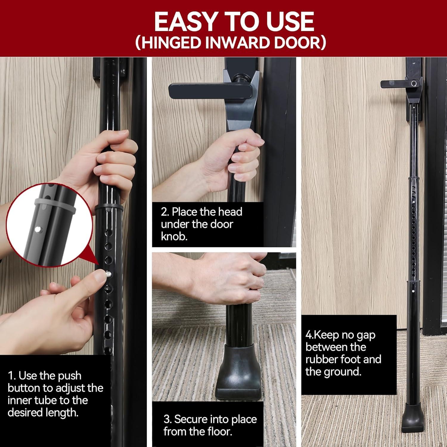 Barra de Seguridad de Puerta AceMining Ajustable 53-117 cm Negra