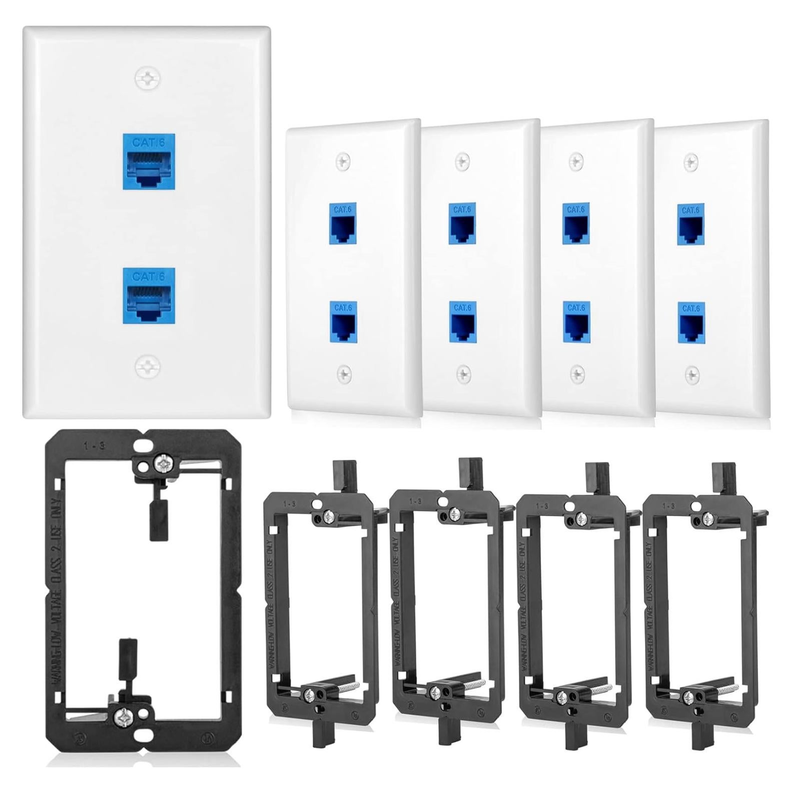 Paquete de 5 Placas de Pared Ethernet 2 Puertos TOMODER