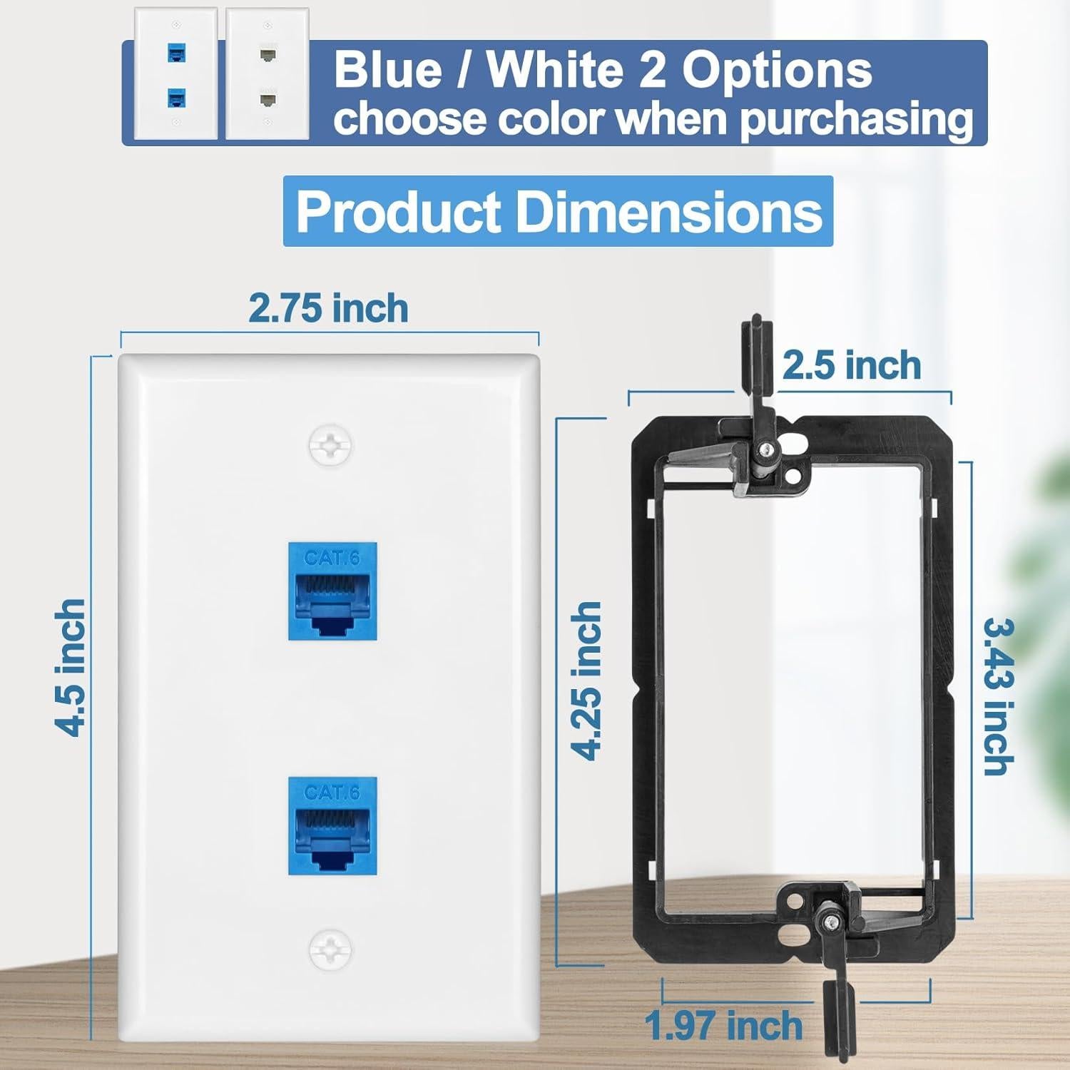 Paquete de 5 Placas de Pared Ethernet 2 Puertos TOMODER