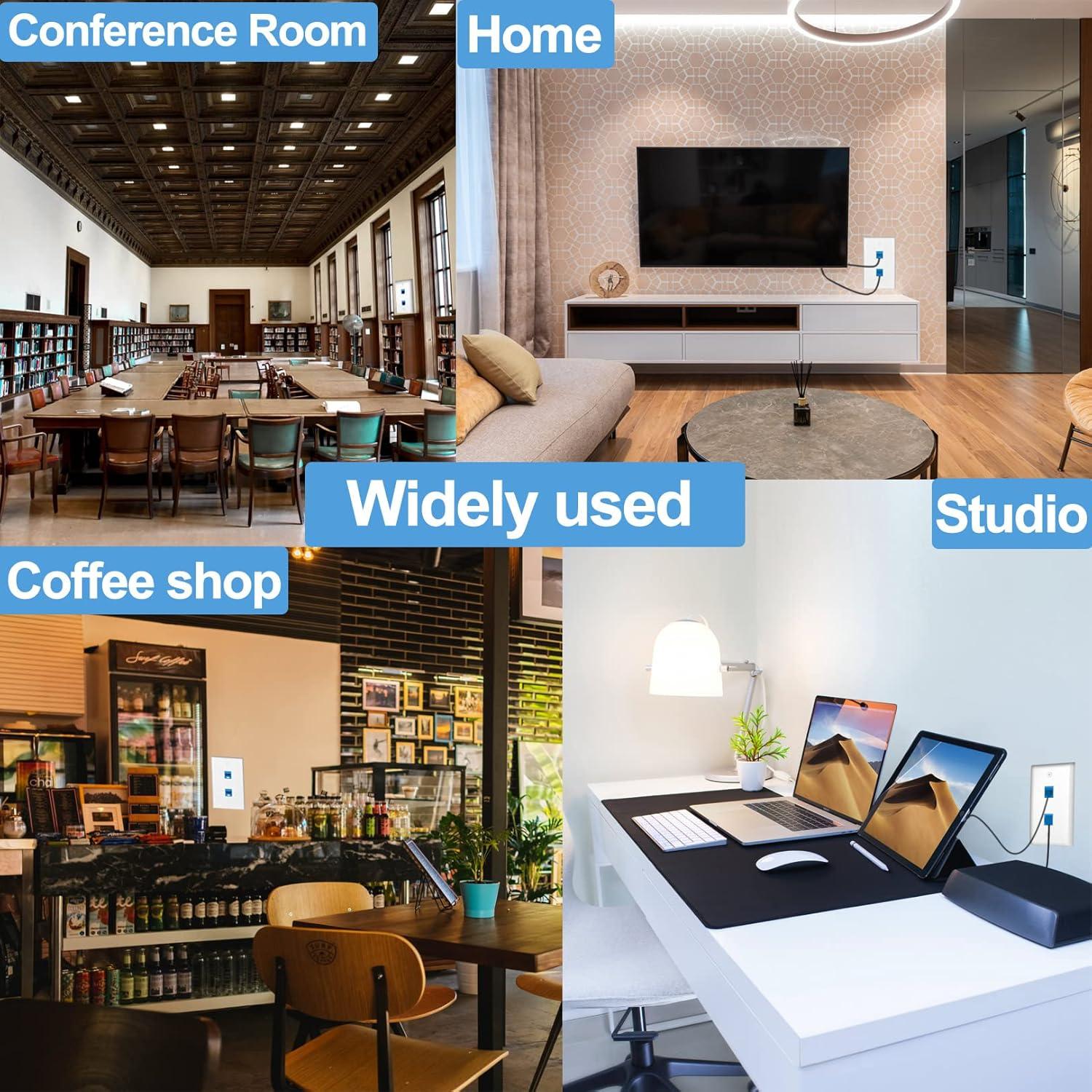 Paquete de 5 Placas de Pared Ethernet 2 Puertos TOMODER