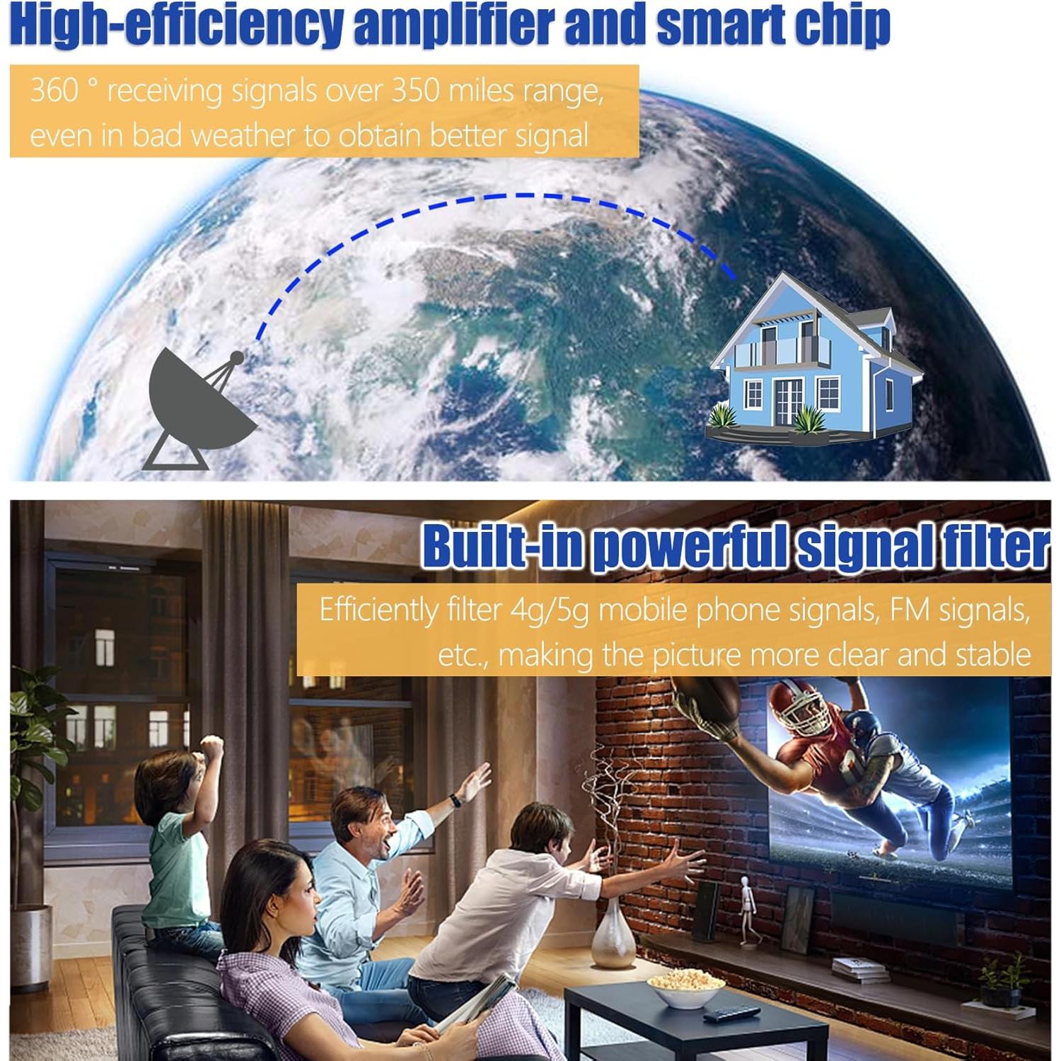 Antena de TV 4K HD Merryan Amplificada 360° 563 km