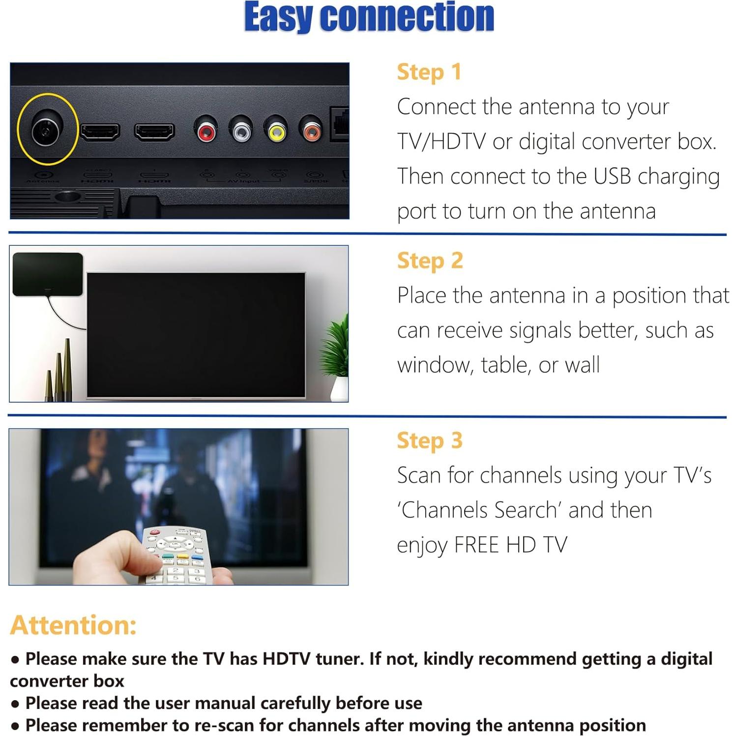 Antena de TV 4K HD Merryan Amplificada 360° 563 km