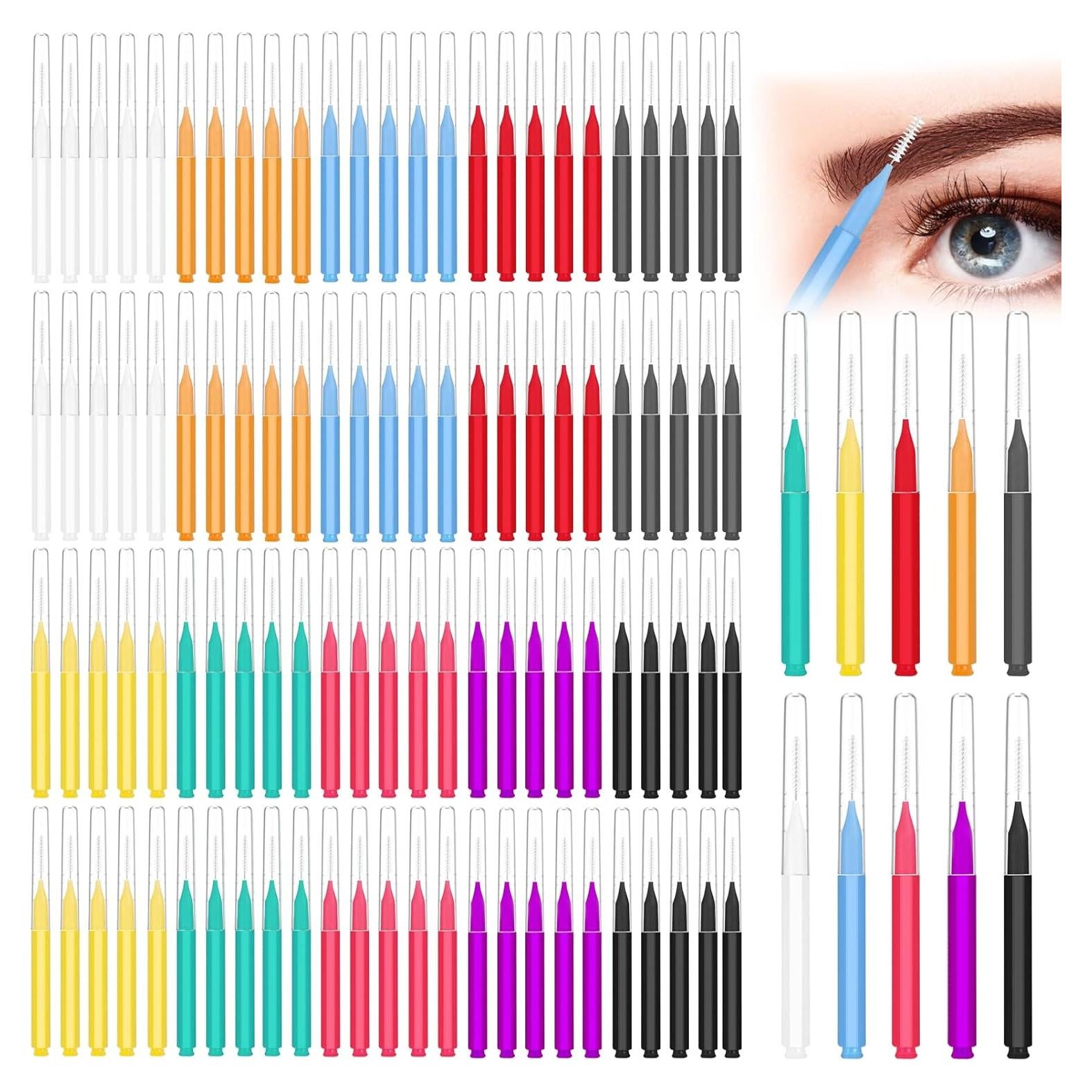 100 Cepillos Micro para Cejas y Pestañas CANIPHA - 10 Colores
